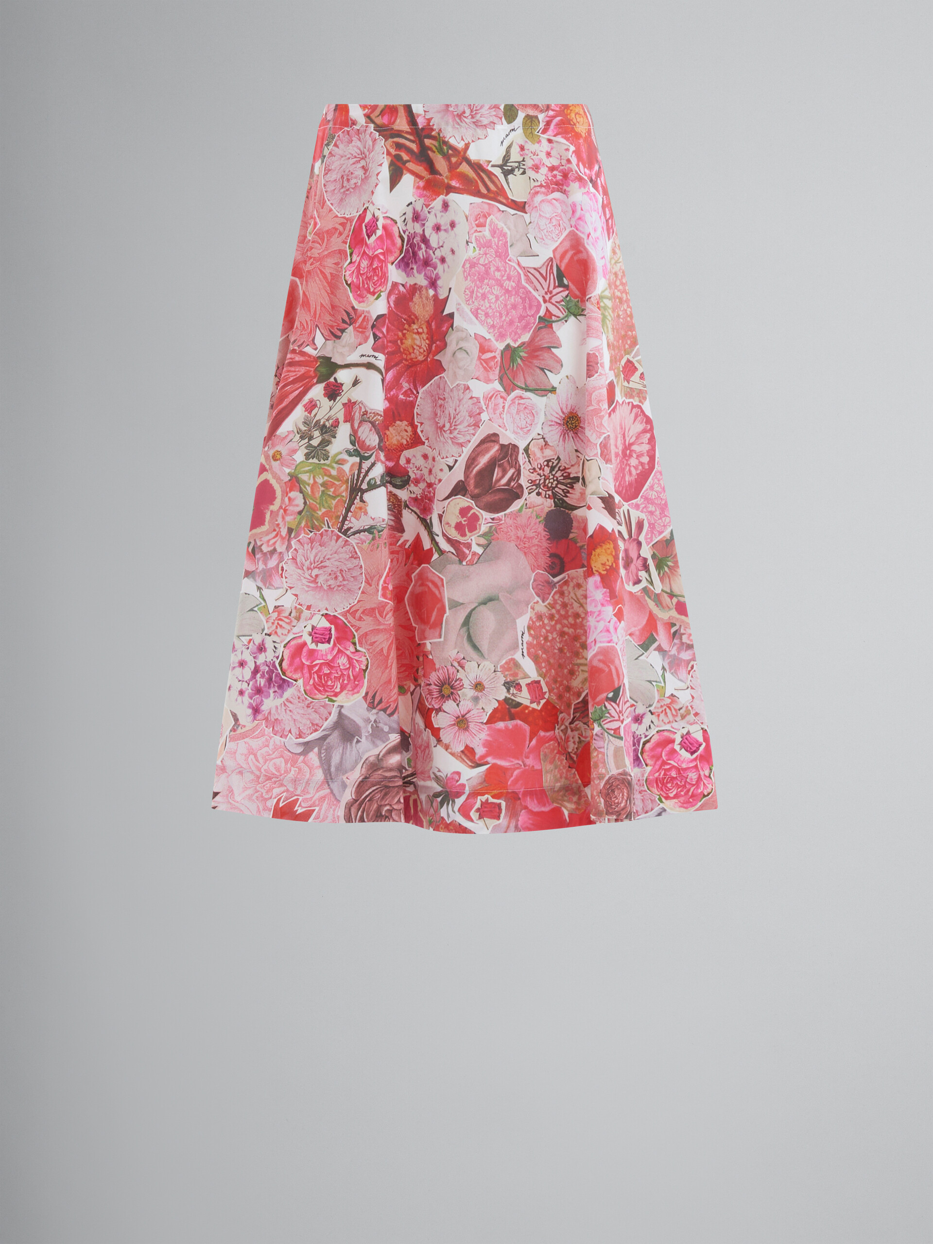 Falda circular de popelina rosa con estampado Requiem - Faldas - Image 1