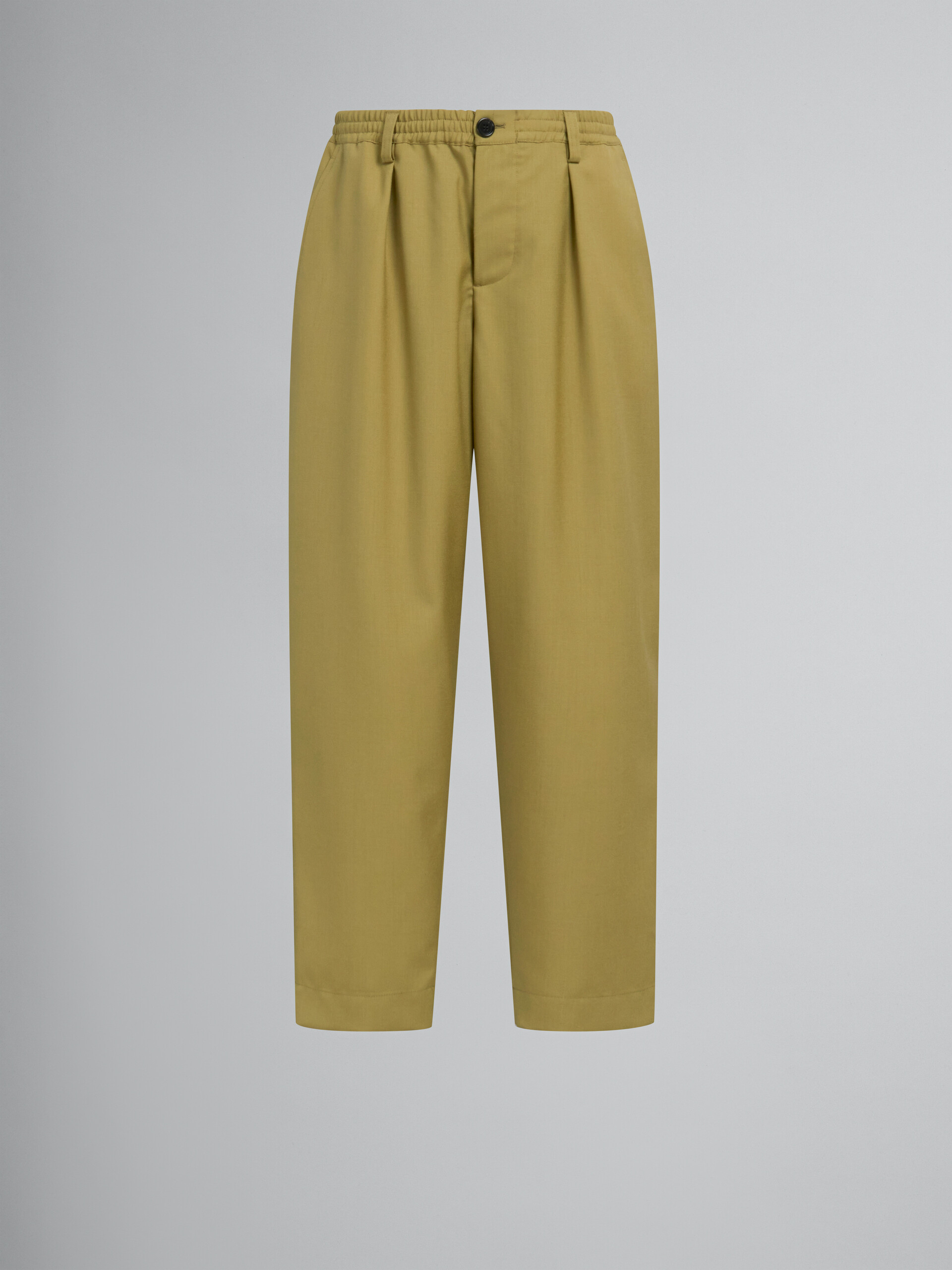Pantalón de lana tropical azul intenso con cordón de ajuste en la cintura - Pantalones - Image 1