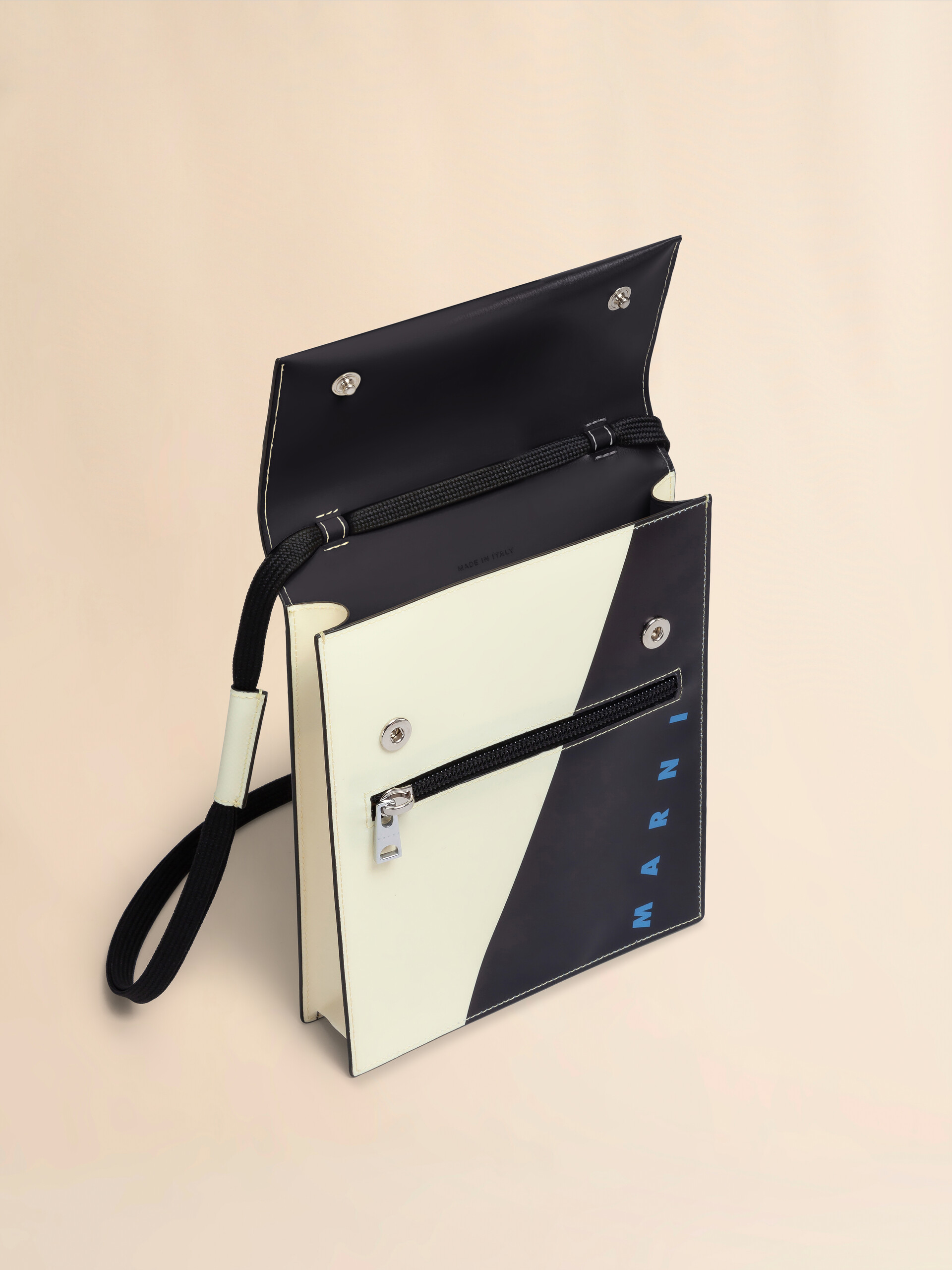White and black Tribeca pouch with shoelace strap - Shoulder Bag - Image 3