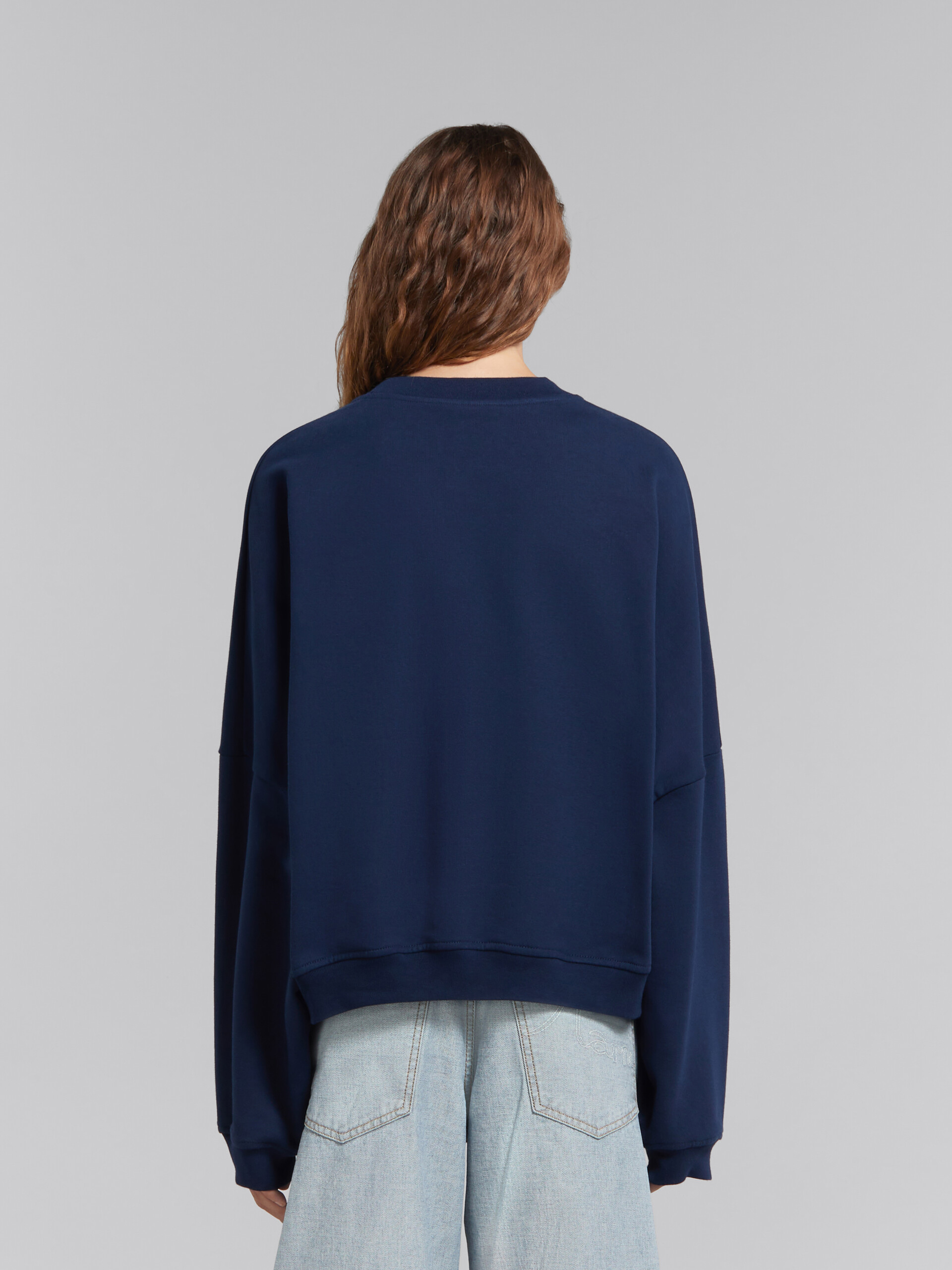 Blue organic cotton sweatshirt with Marni print - Sweaters - Image 3