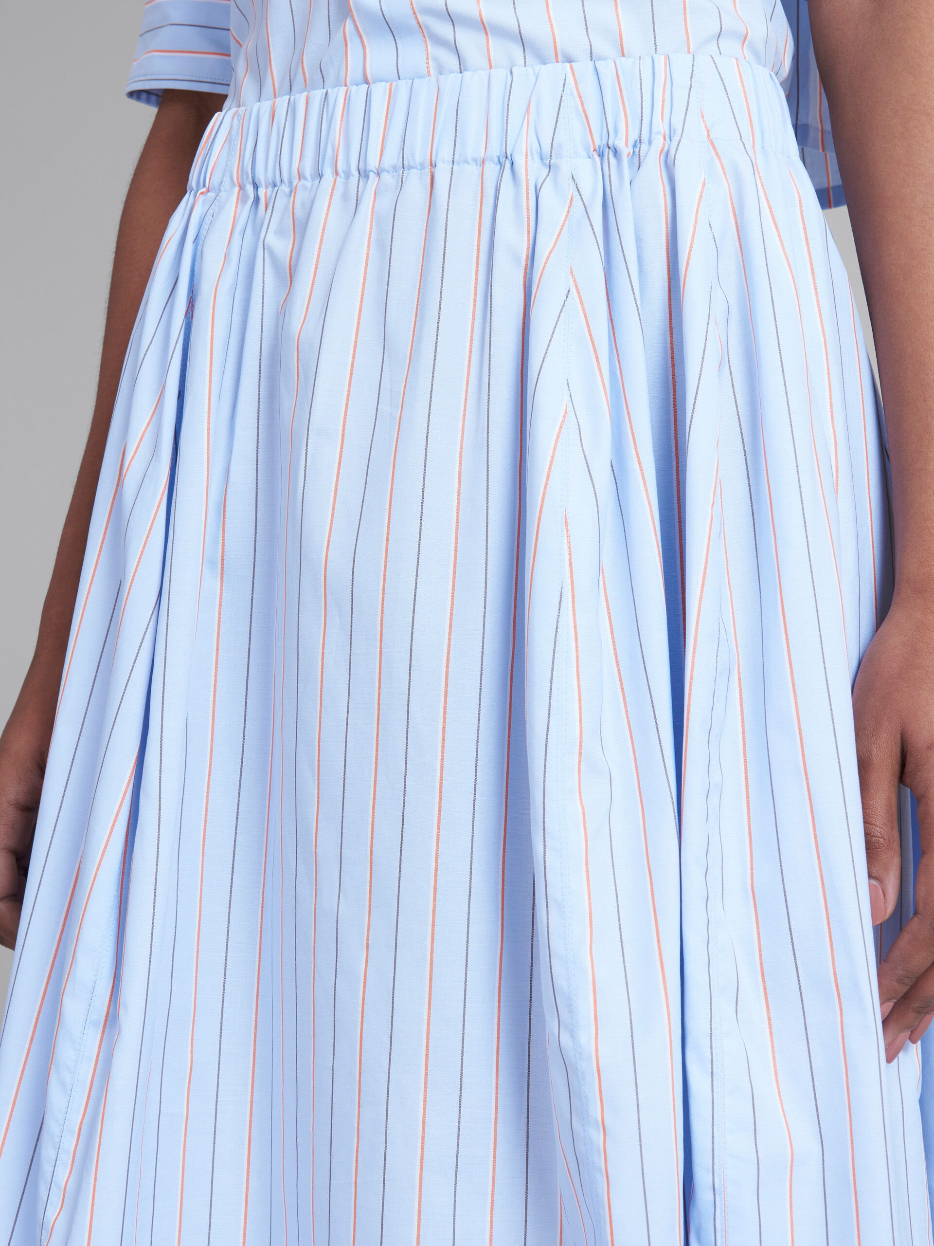 Blue striped bio popline balloon skirt - Skirts - Image 4