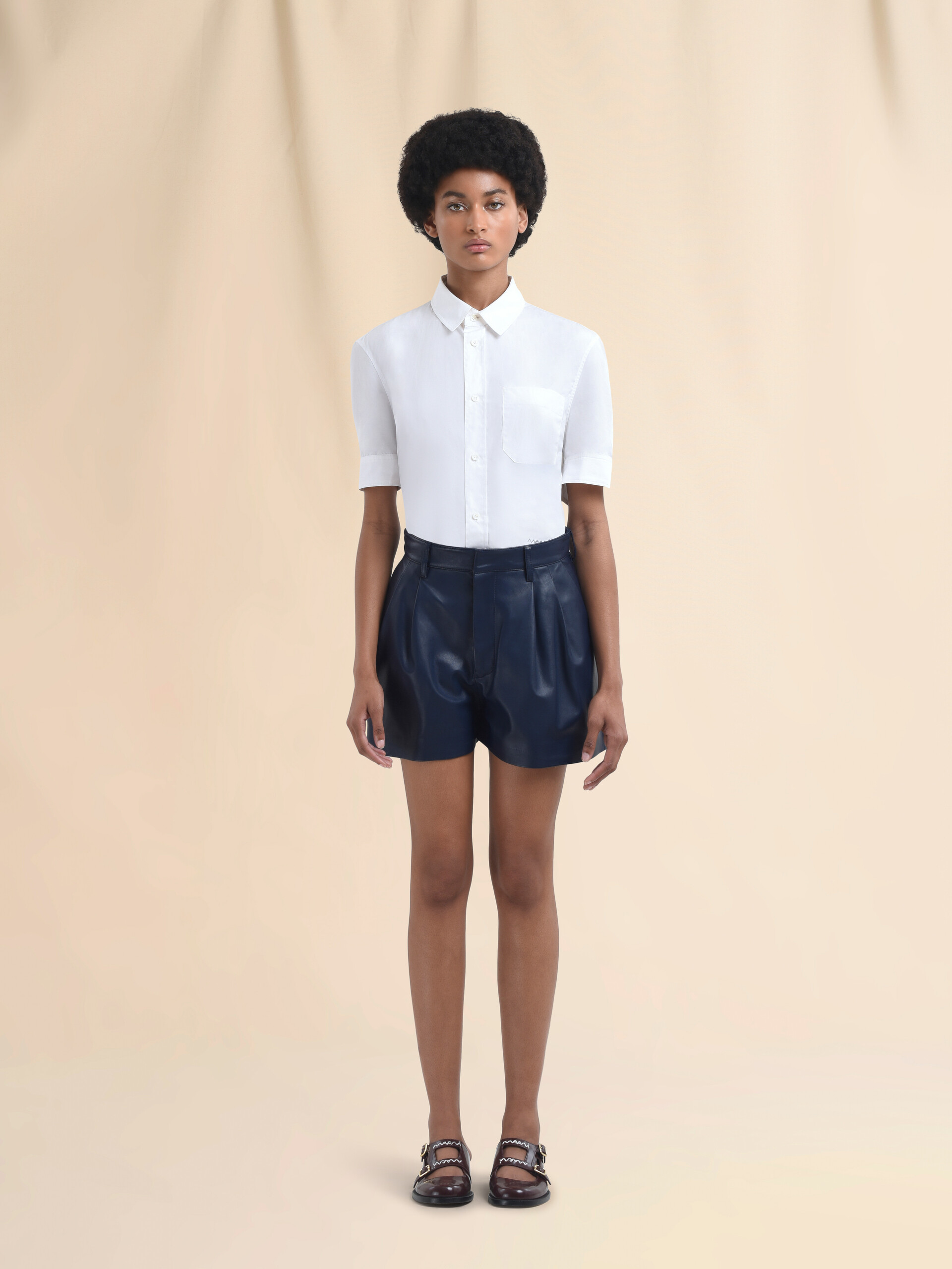Blue nappa shorts - Pants - Image 2