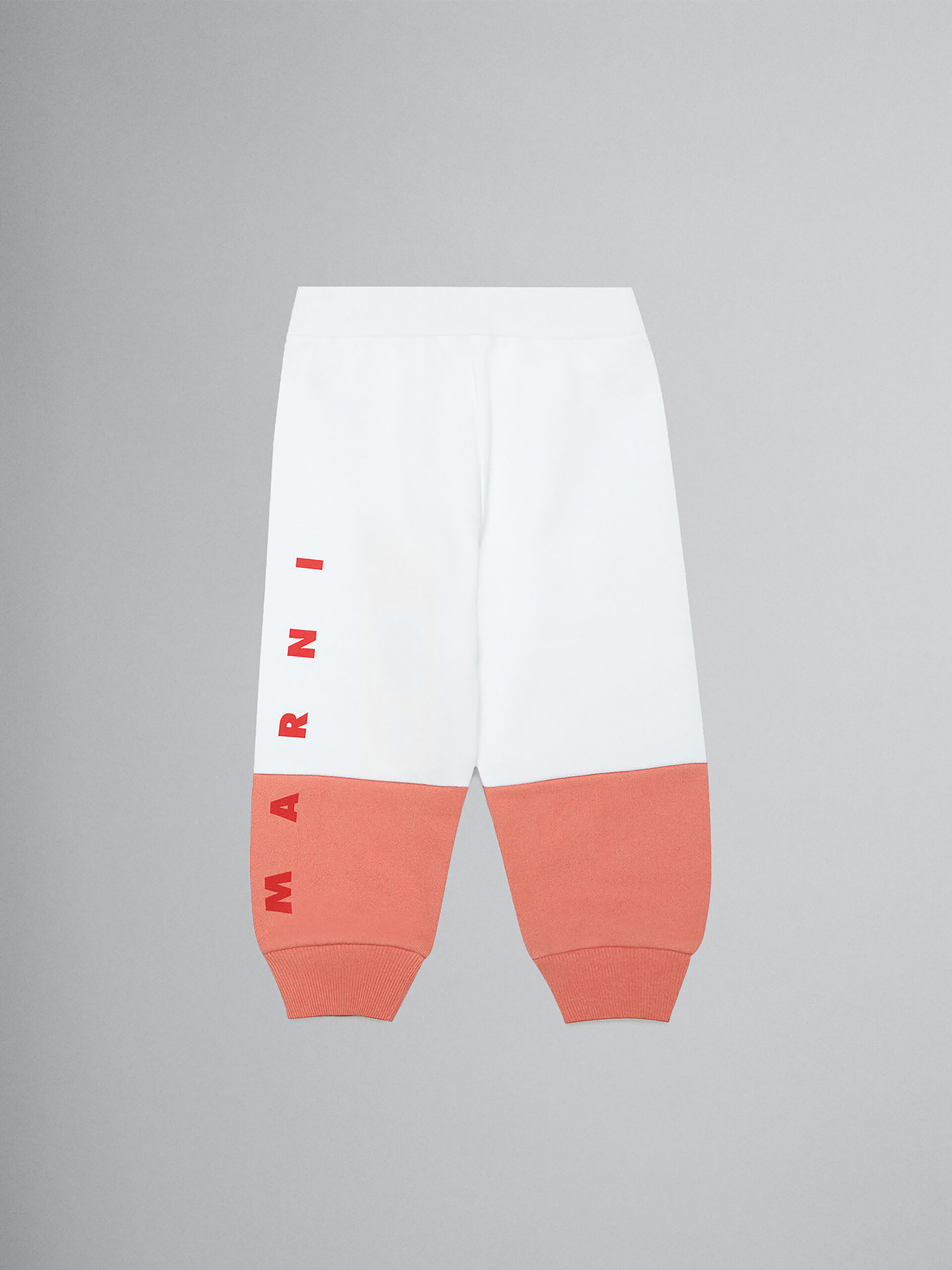 White colour block cotton trousers with logo on the leg - Pants - Image 1