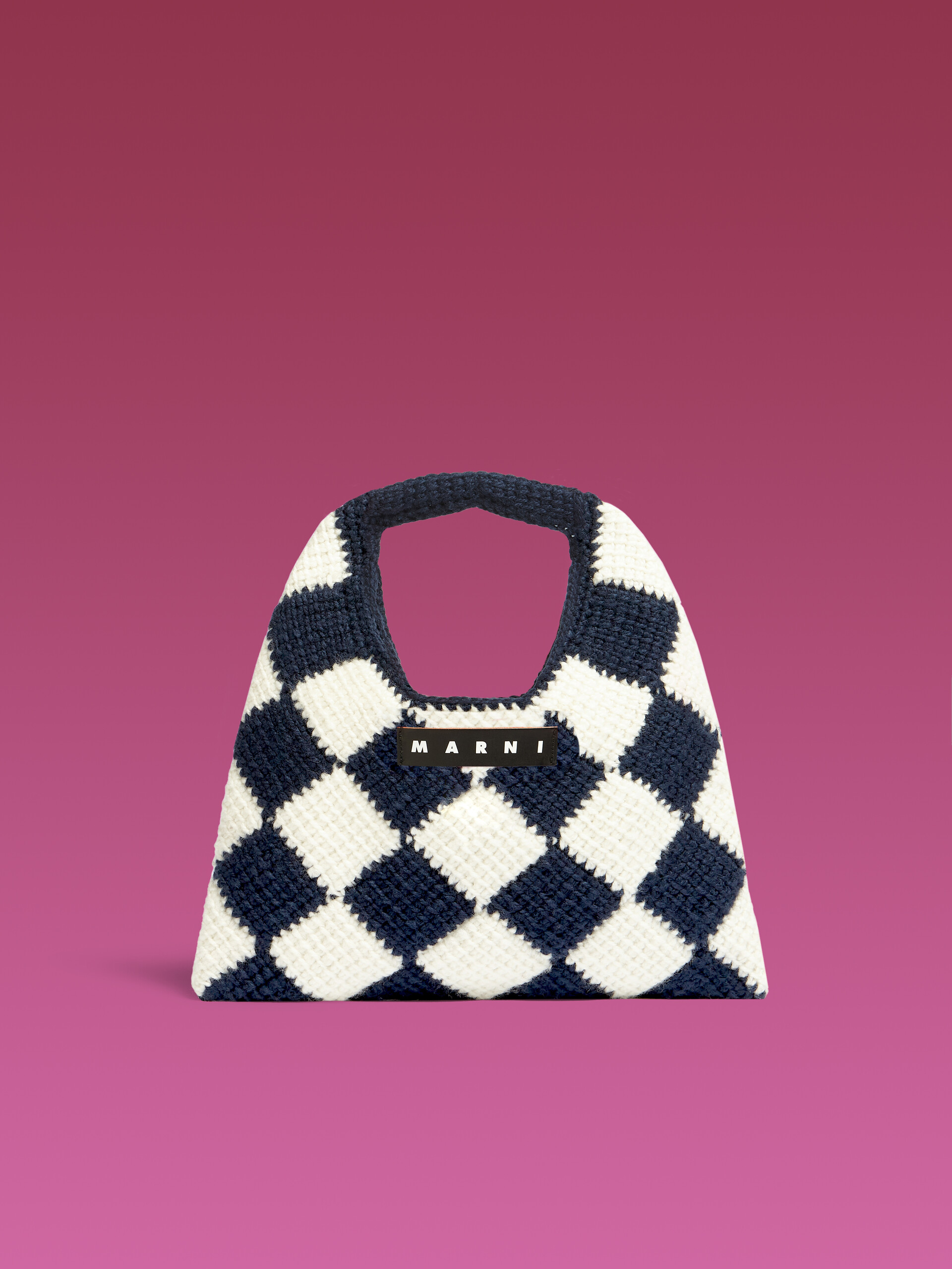 Bolso mediano MARNI MARKET DIAMOND de lana técnica azul y marrón - Bolsos - Image 1