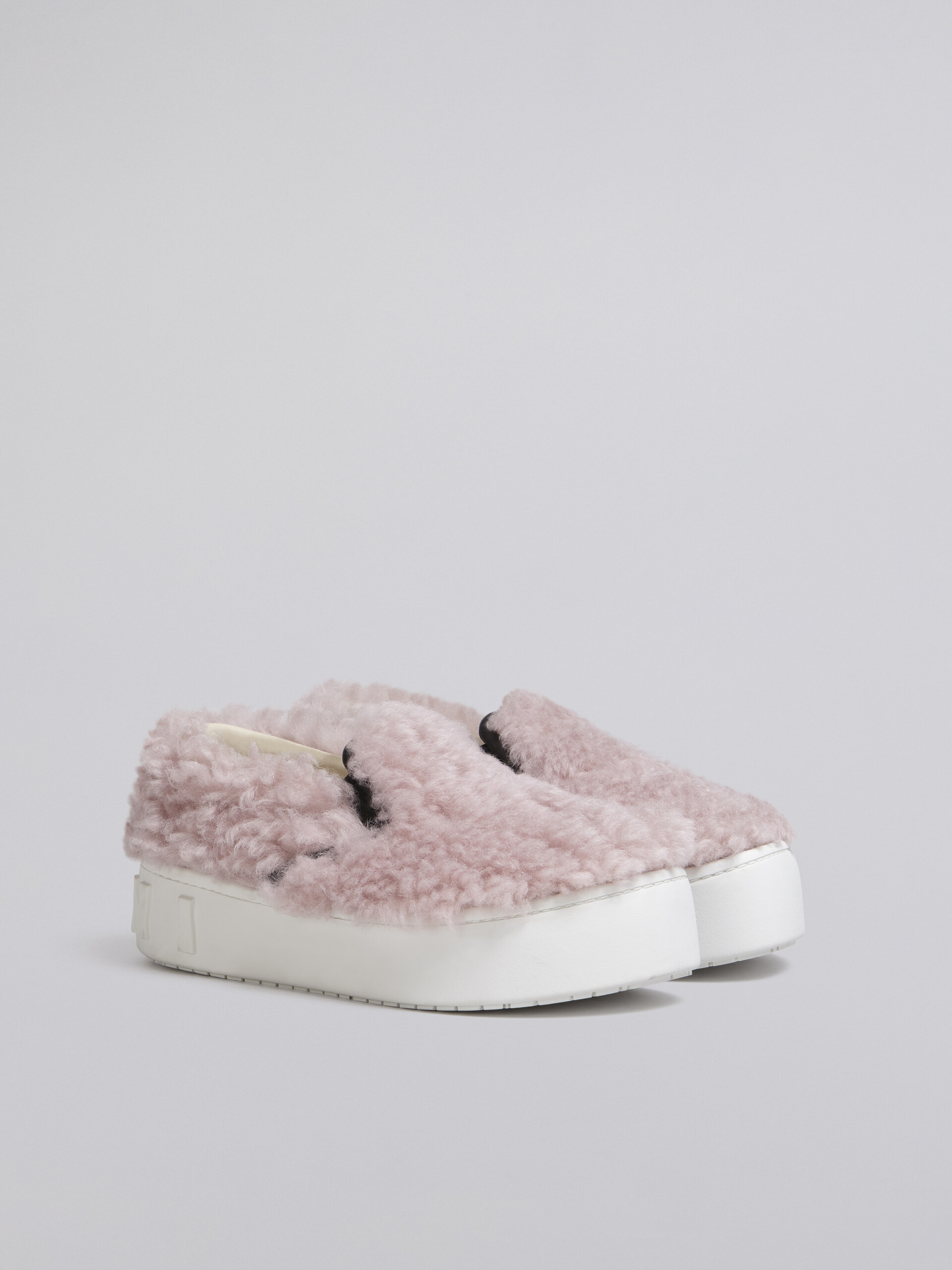 Light blue shearling slip-on sneaker with maxi Marni logo - Sneakers - Image 2