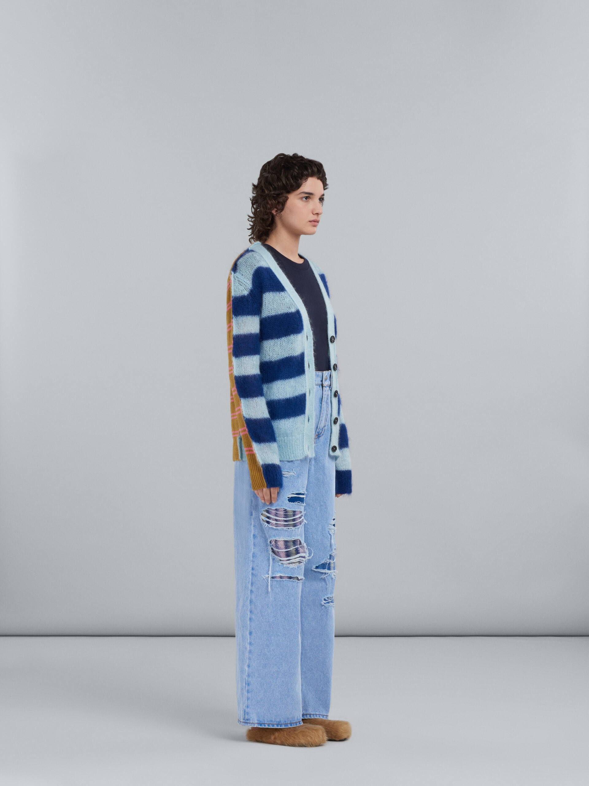 Mohair and wool cardigan with multicolour stripes - Pullovers - Image 5