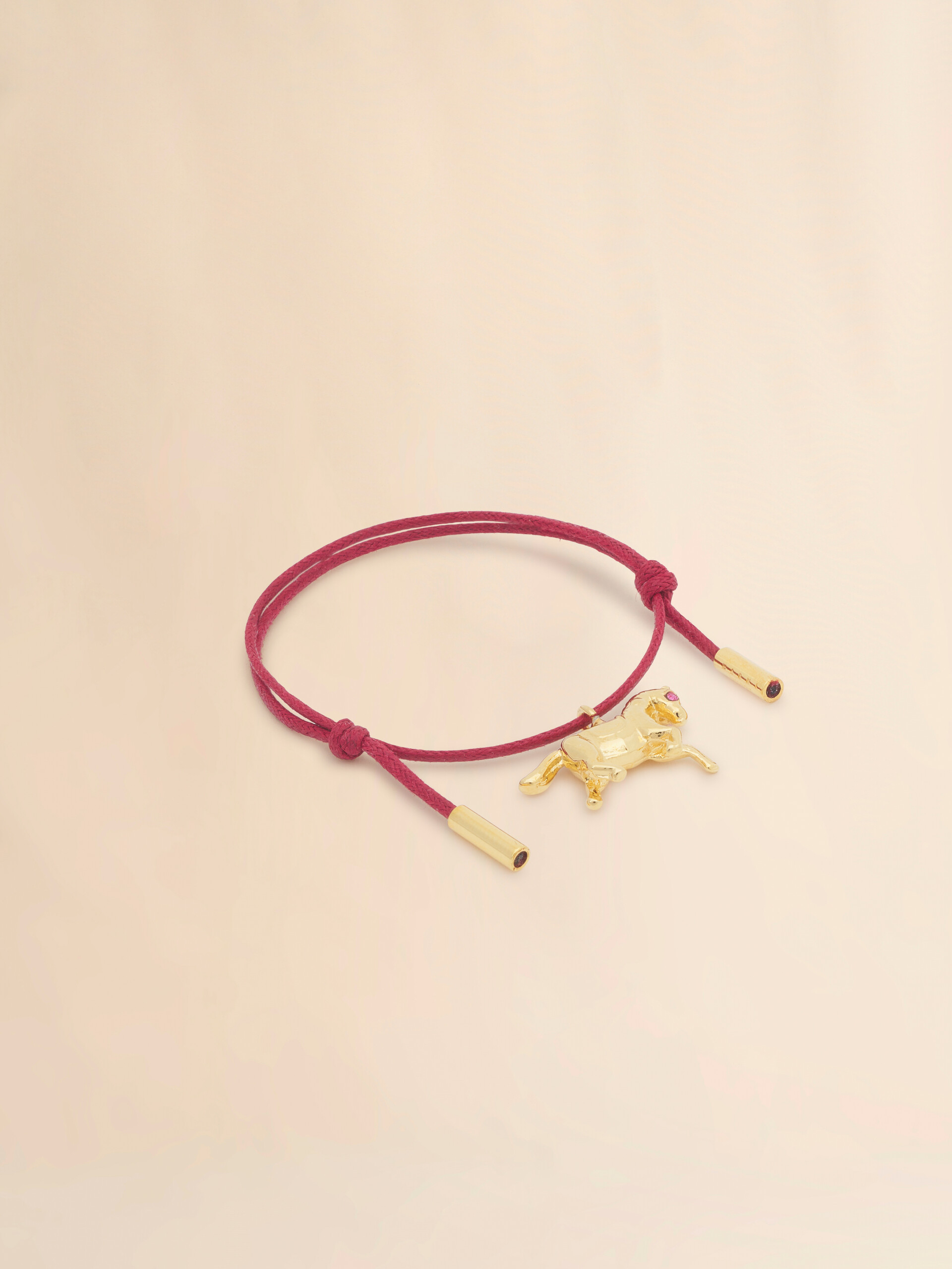Red shoelace bracelet with horse charm - Bracelets - Image 1