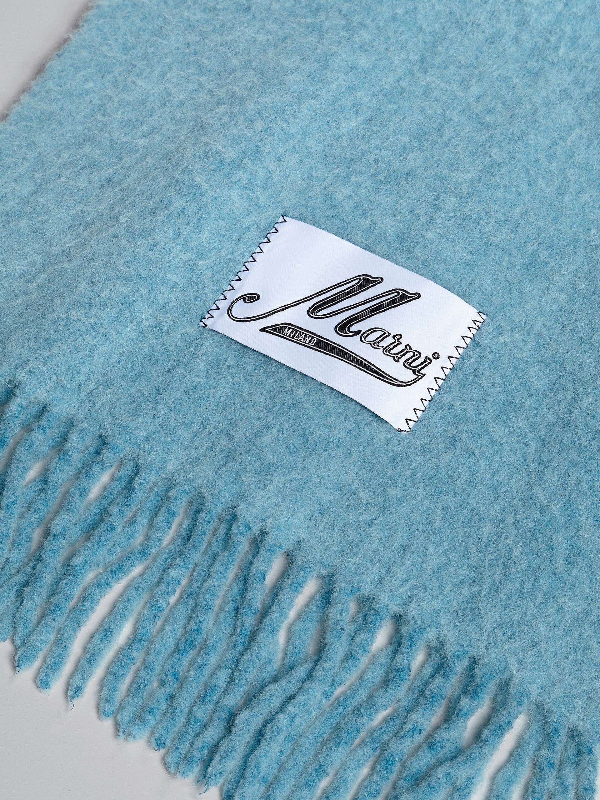 Sky blue brushed wool scarf - Scarves - Image 4