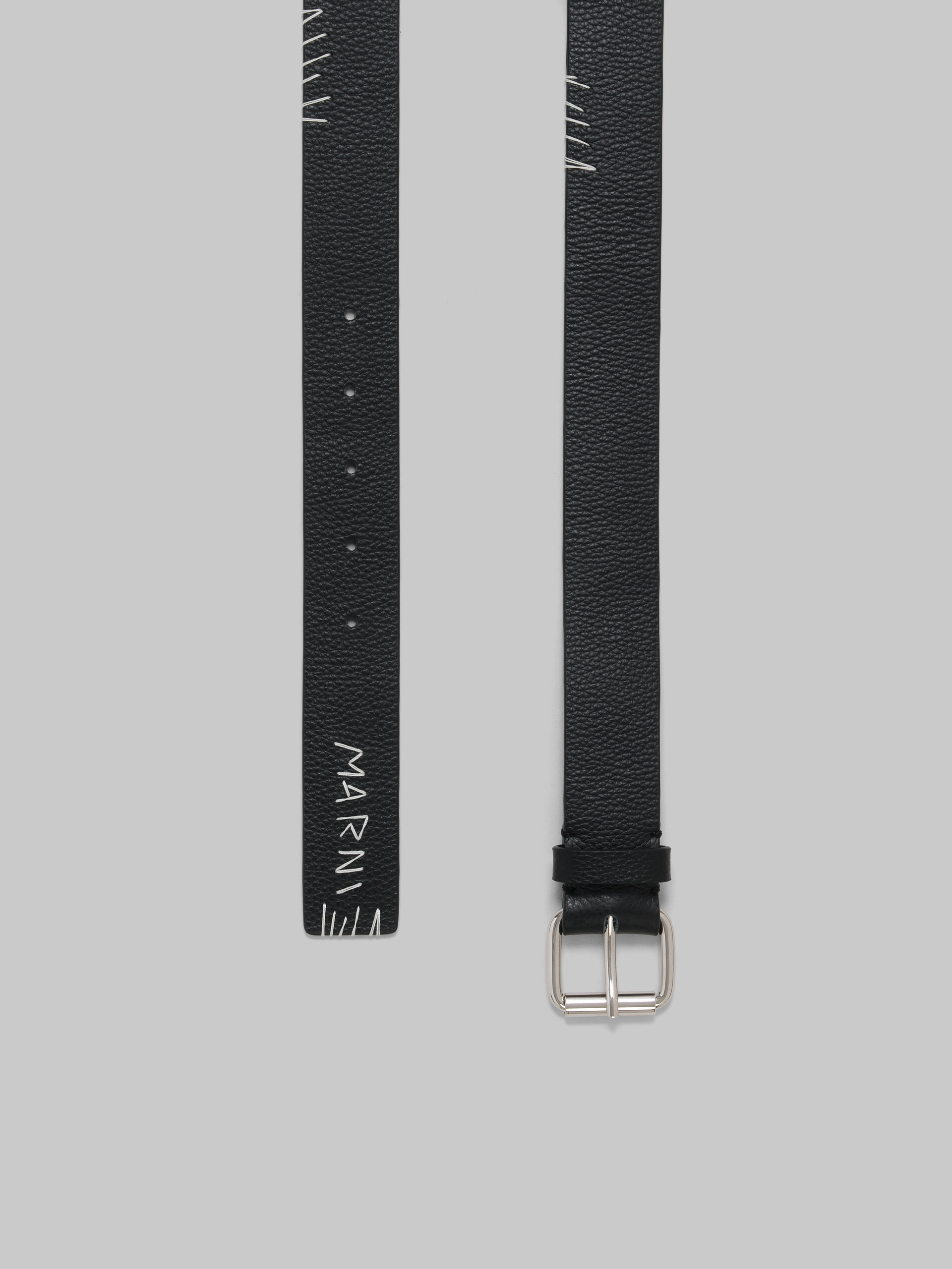 Black leather belt with Marni Mending - Belts - Image 3