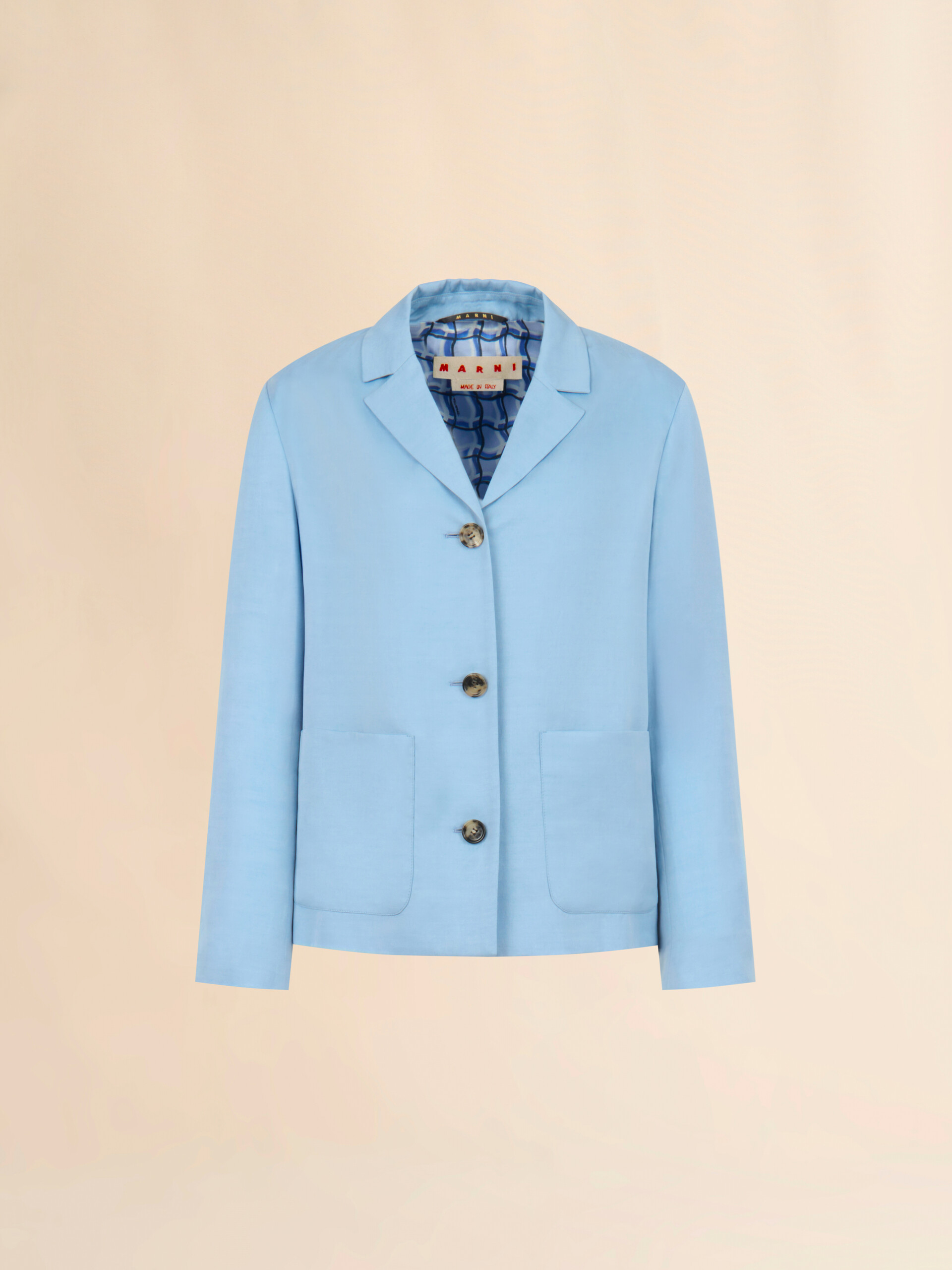 Light blue satin single-breasted jacket - Jackets - Image 1
