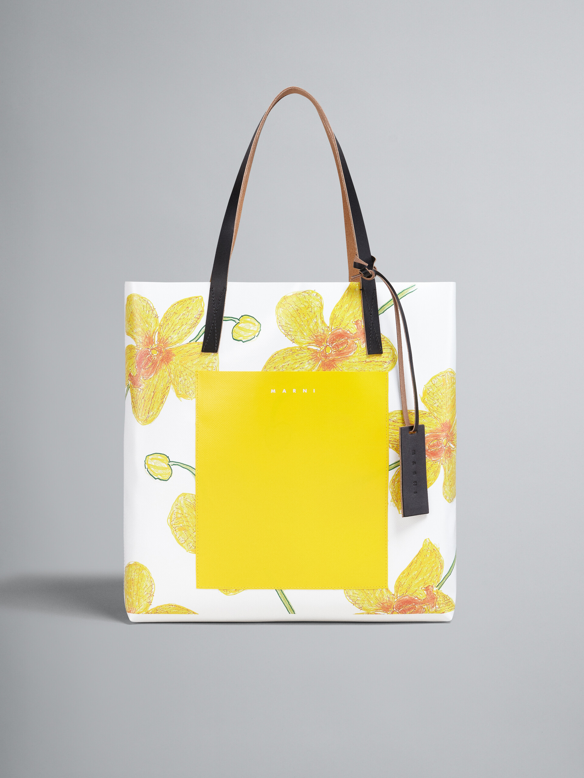 Orchids print PVC NS shopping bag - Shopping Bags - Image 1