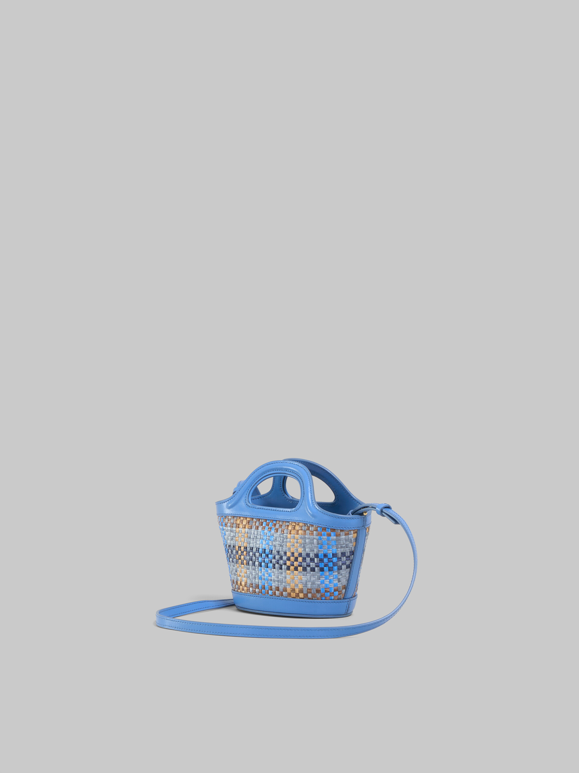 브라운 가죽 및 라피아 이팩트 패브릭 소재 Tropicalia 마이크로 백 - 핸드백 - Image 3