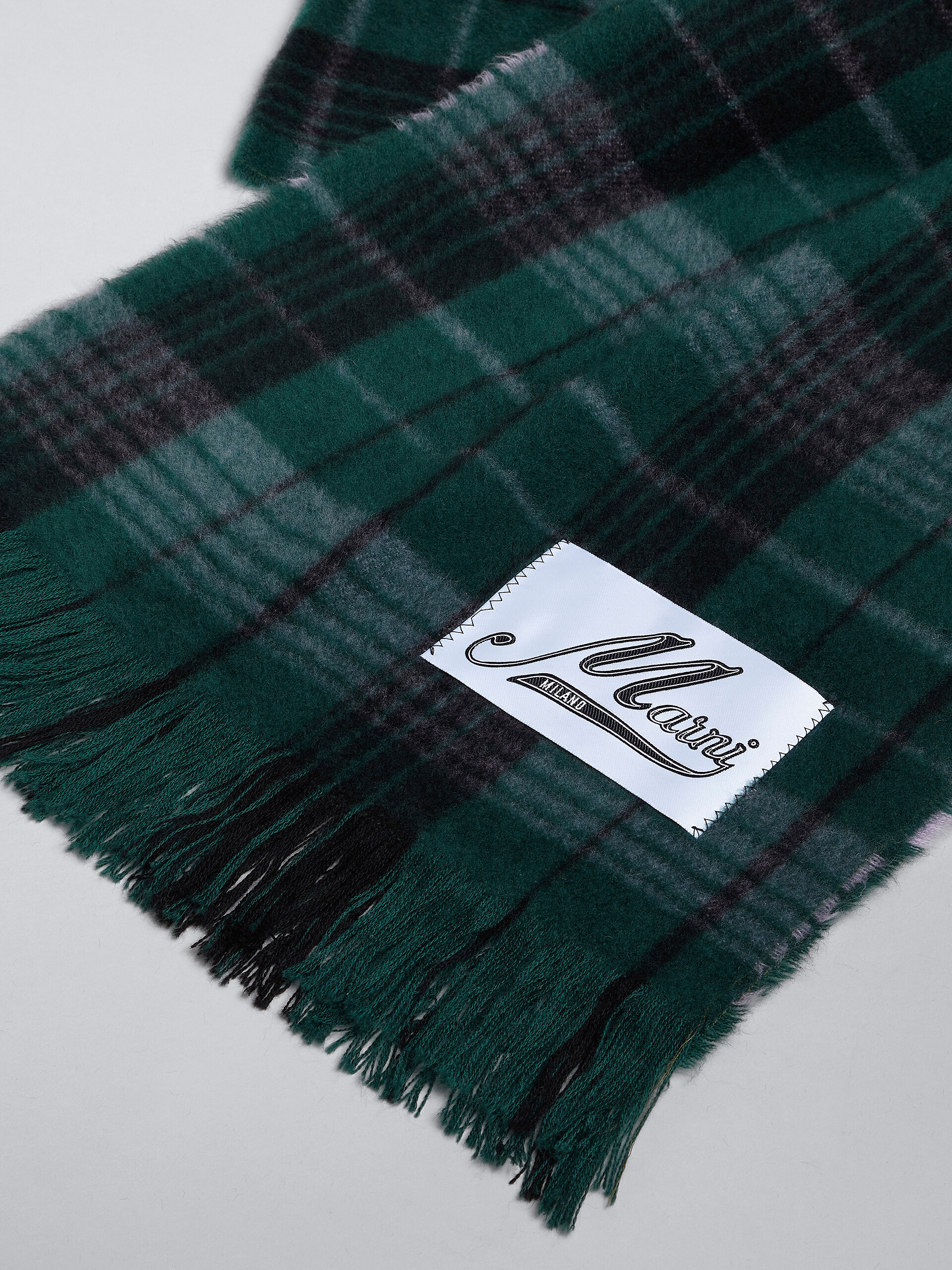 Green check wool scarf - Scarves - Image 4