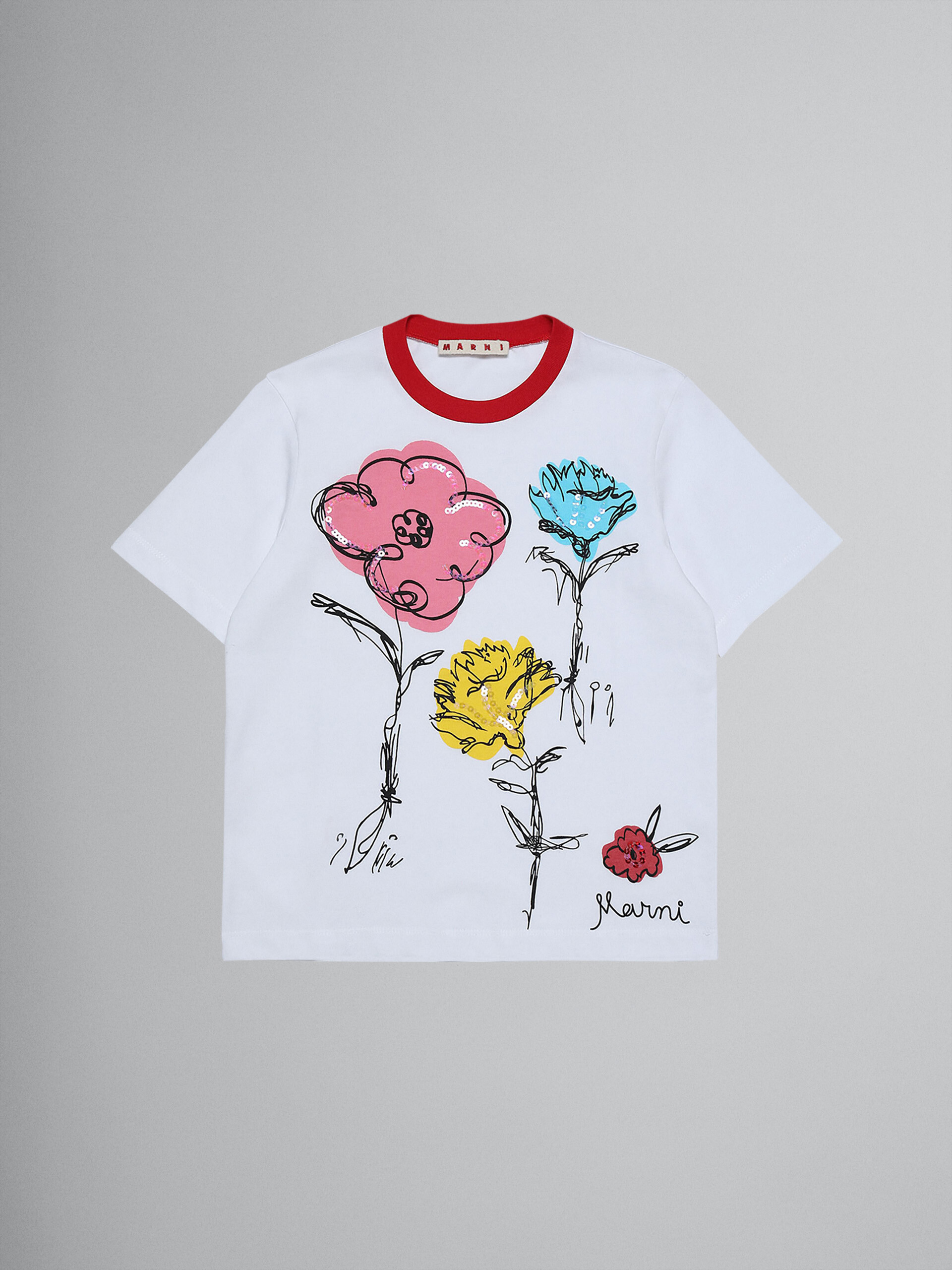 T-shirt fiori in jersey di cotone - T-shirt - Image 1