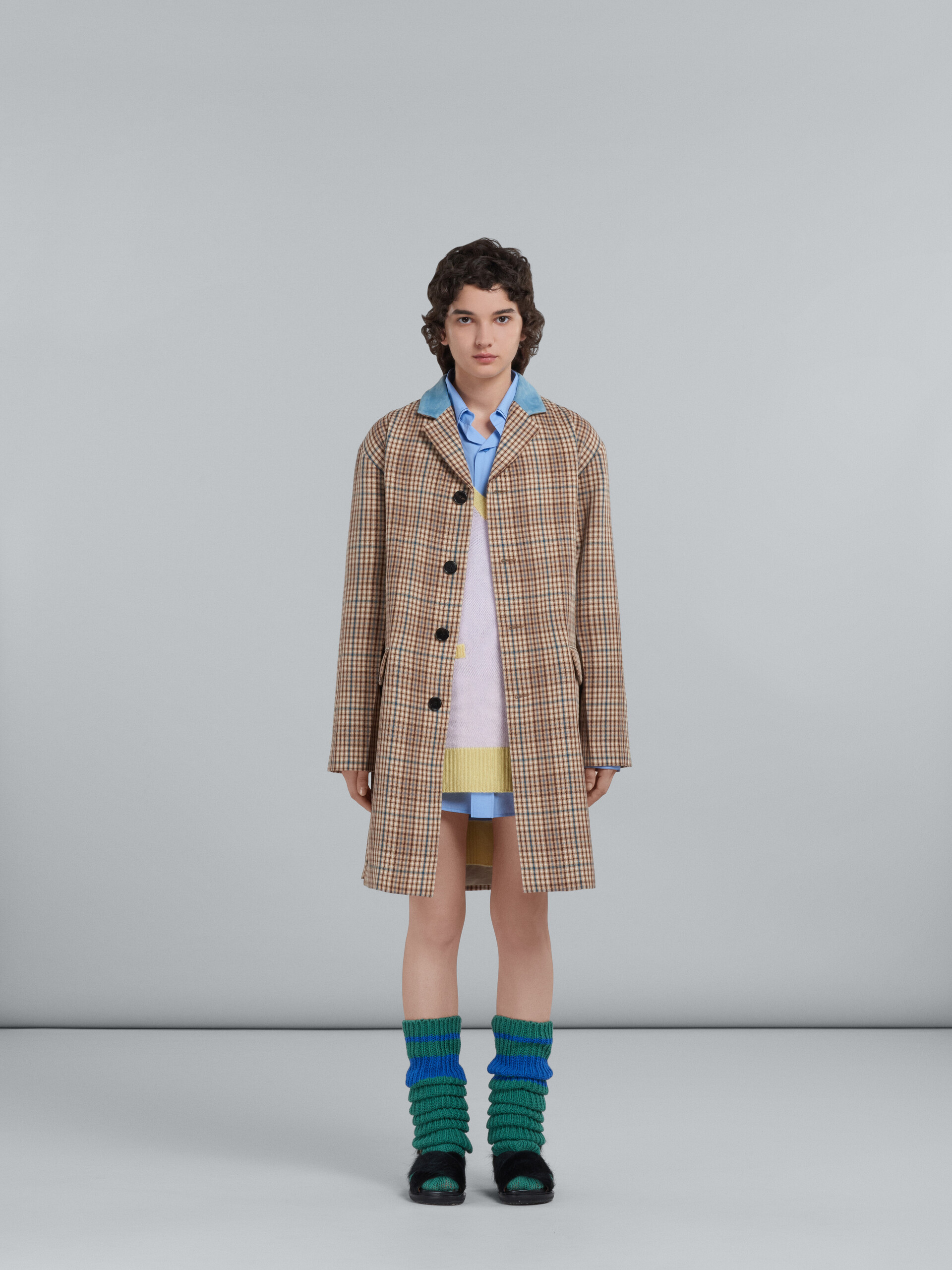 Beige check wool coat - Coat - Image 2