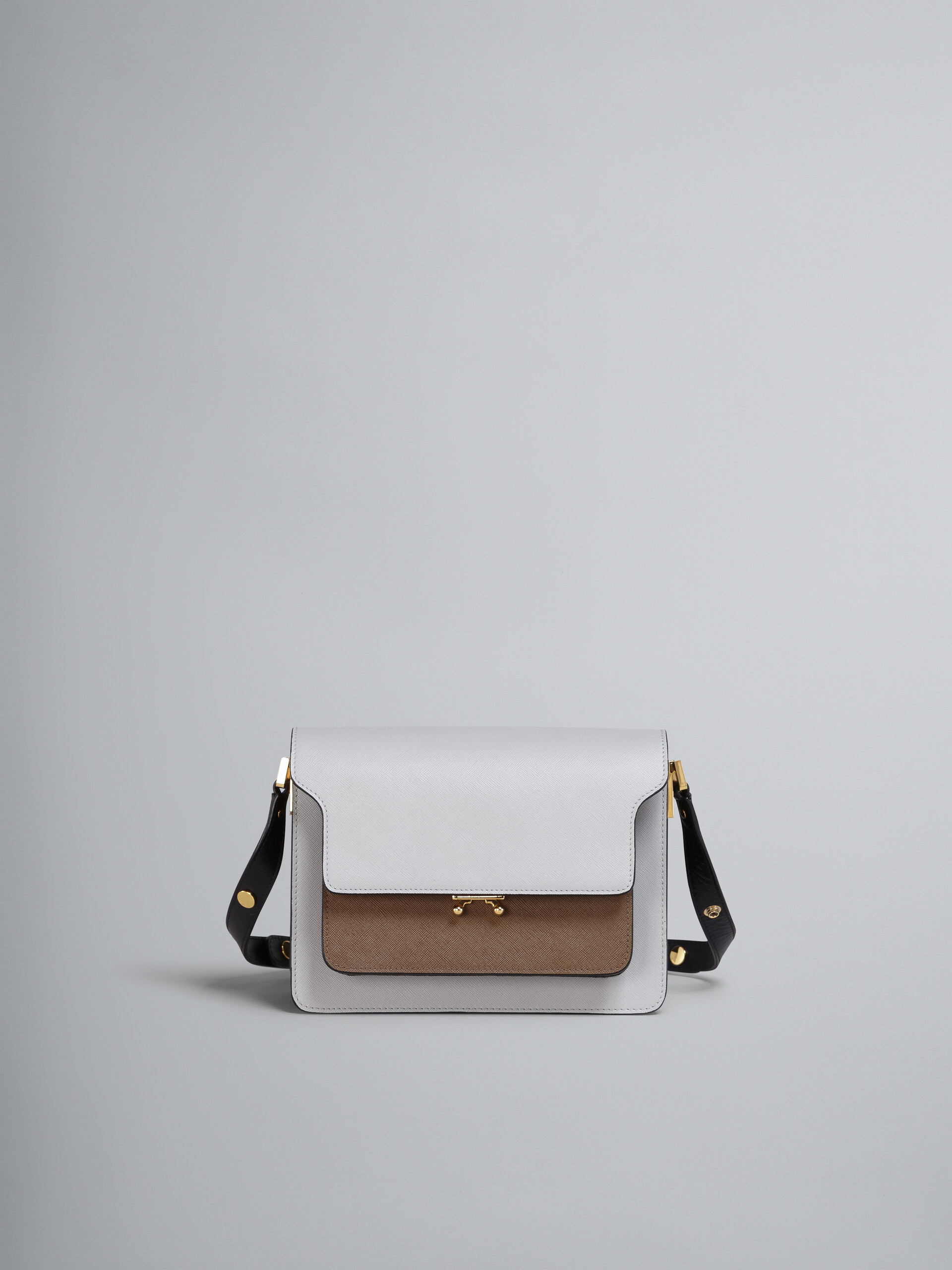 TRUNK bag in saffiano calfskin grey brown and black - Shoulder Bags - Image 1