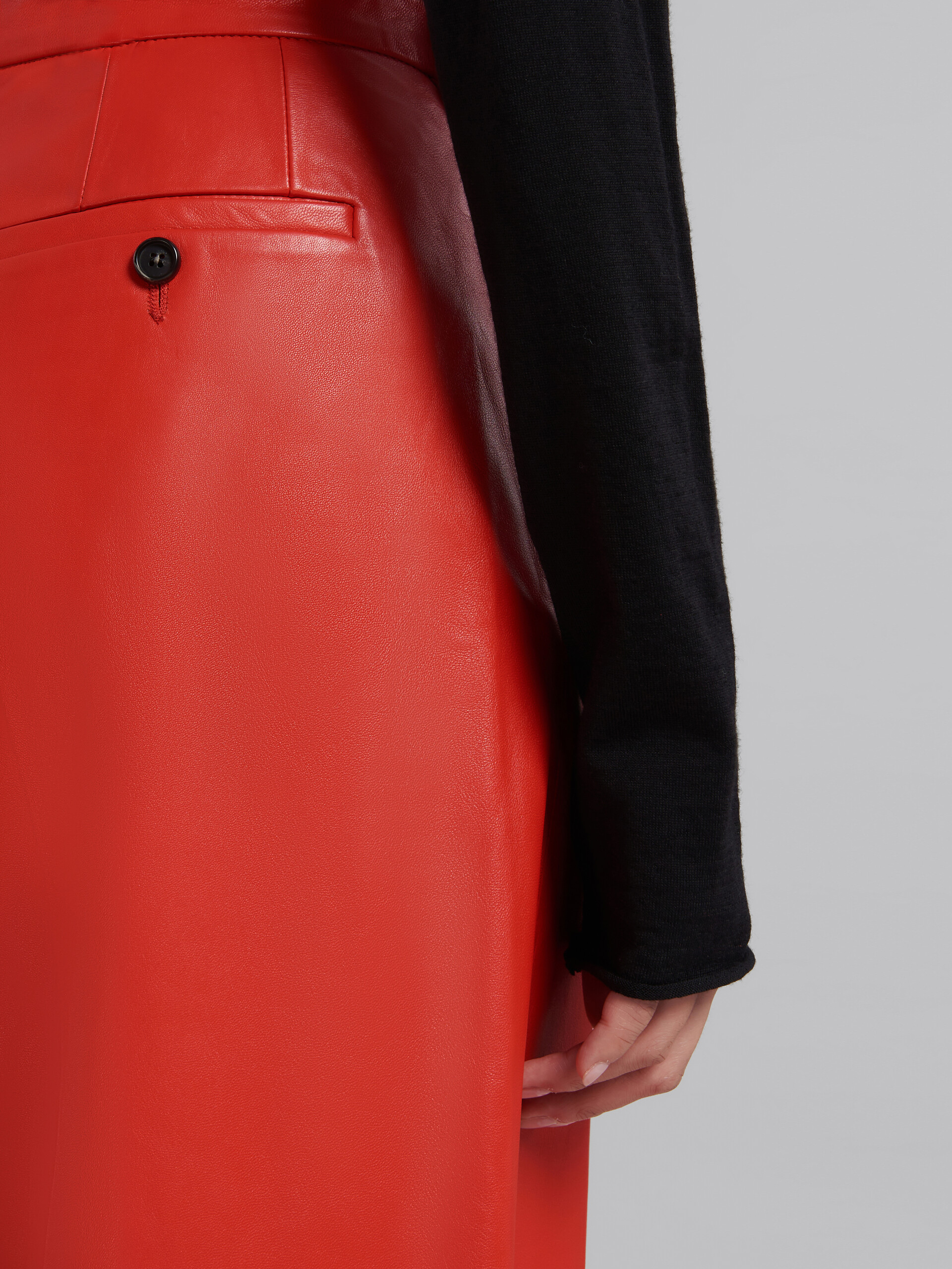 Red nappa leather tailored trousers - Pants - Image 4