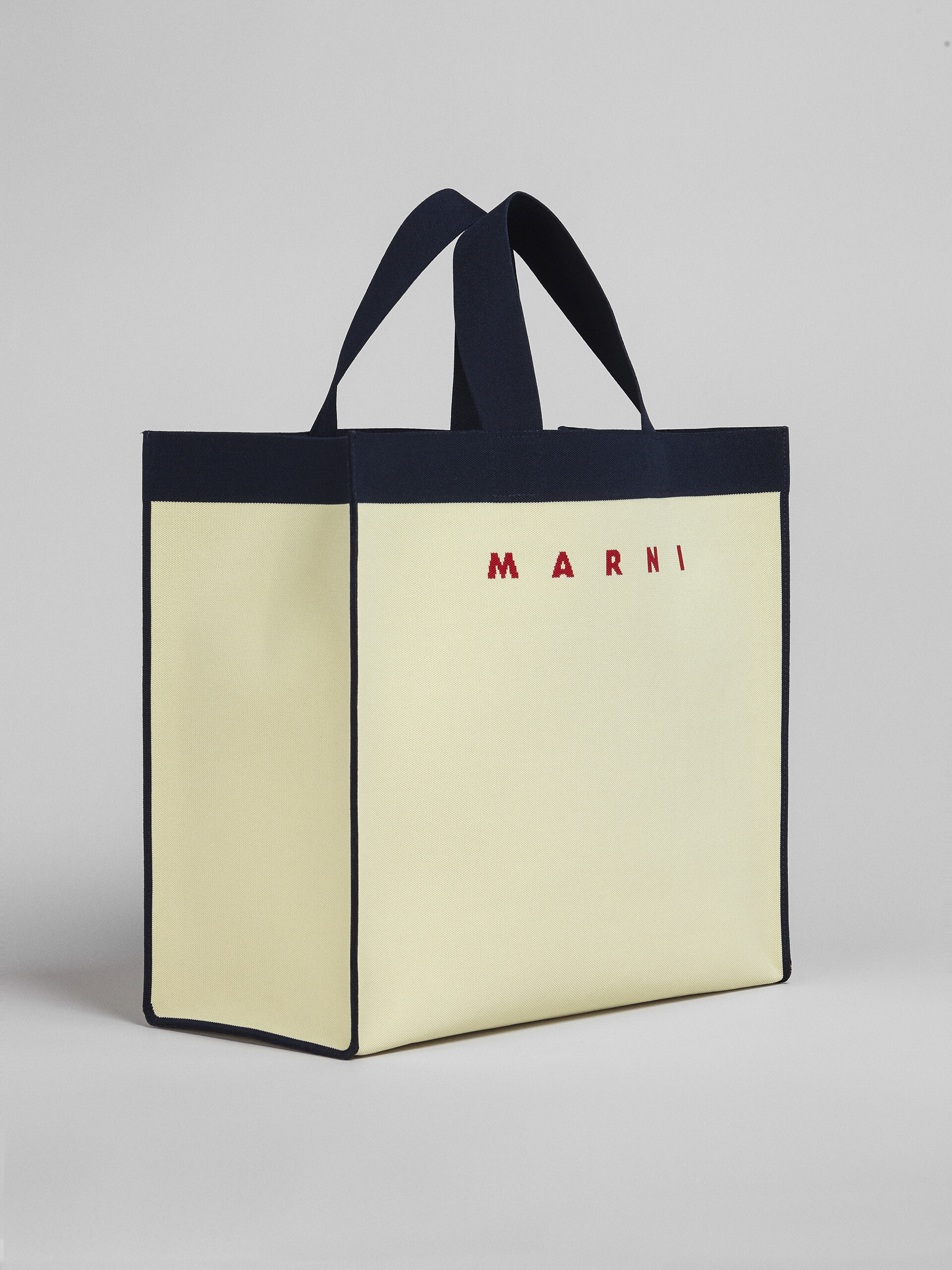 Beige and blueblack jacquard shopping bag - Shopping Bags - Image 3