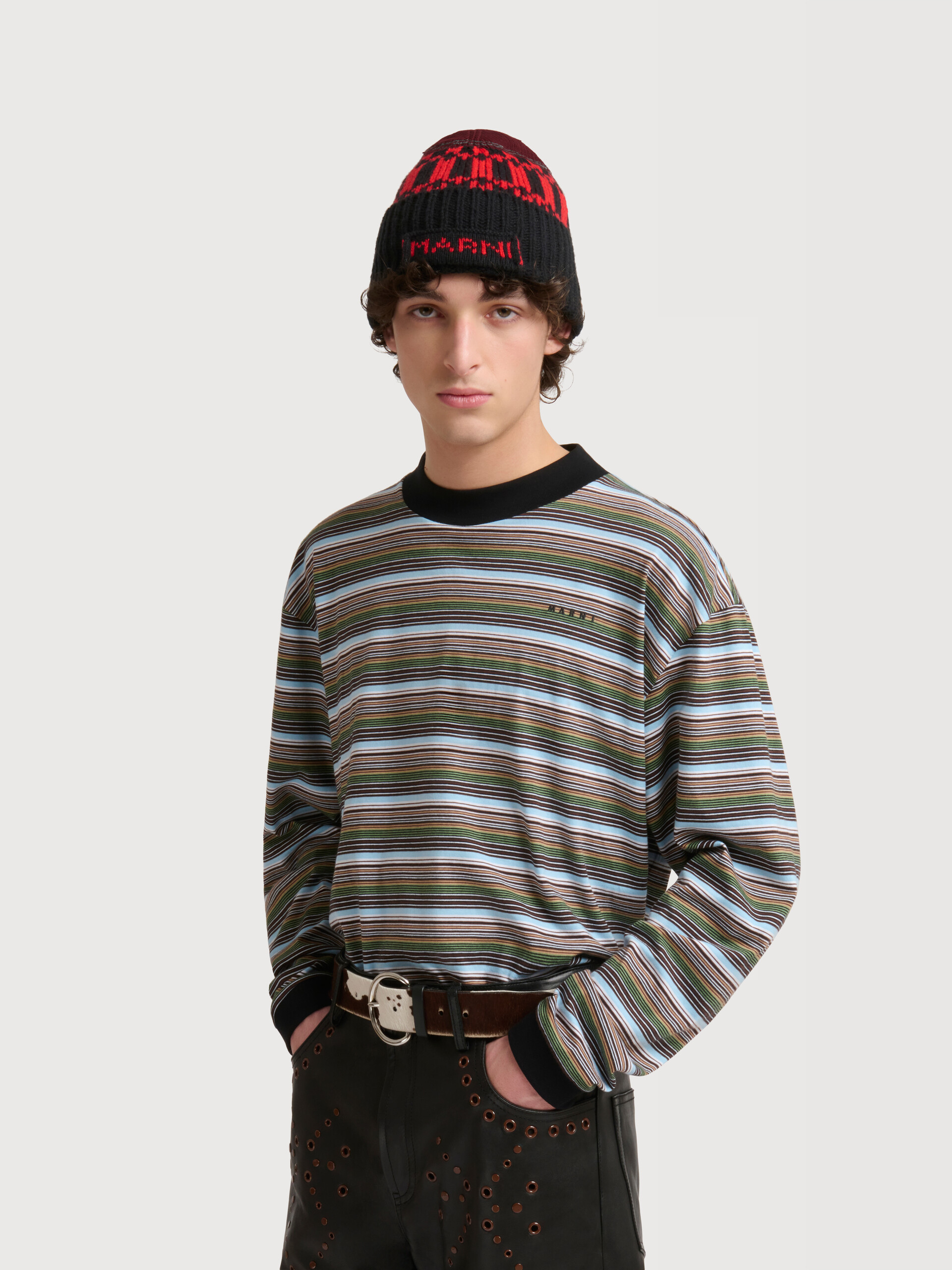 Multicolour striped cotton long-sleeved T-shirt - Shirts - Image 2