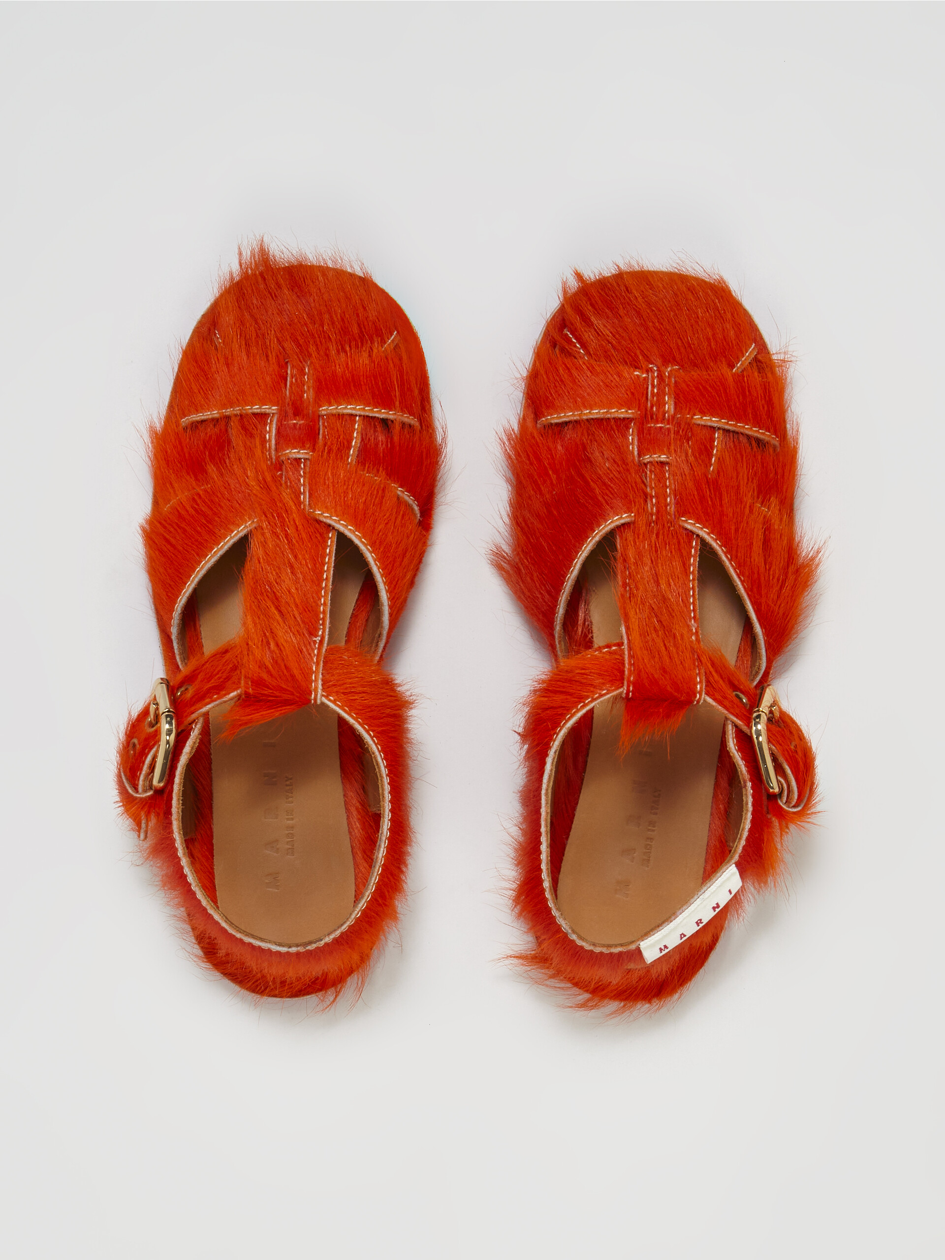 Long orange calf hair Fisherman's sandal - Sandals - Image 4