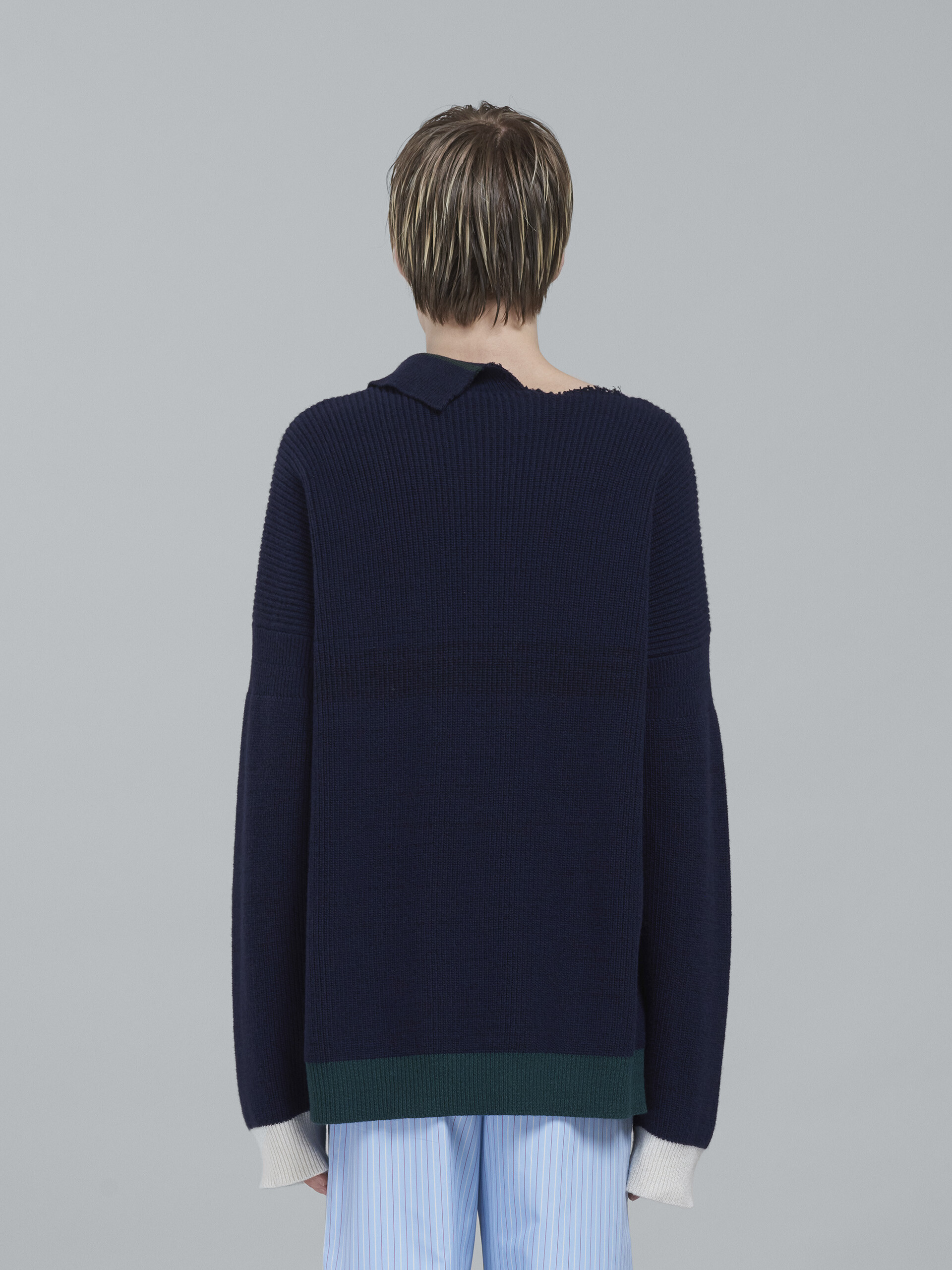 Pullover mit Rundhalsausschnitt aus Shetlandwolle und Baumwolle - Pullover - Image 3