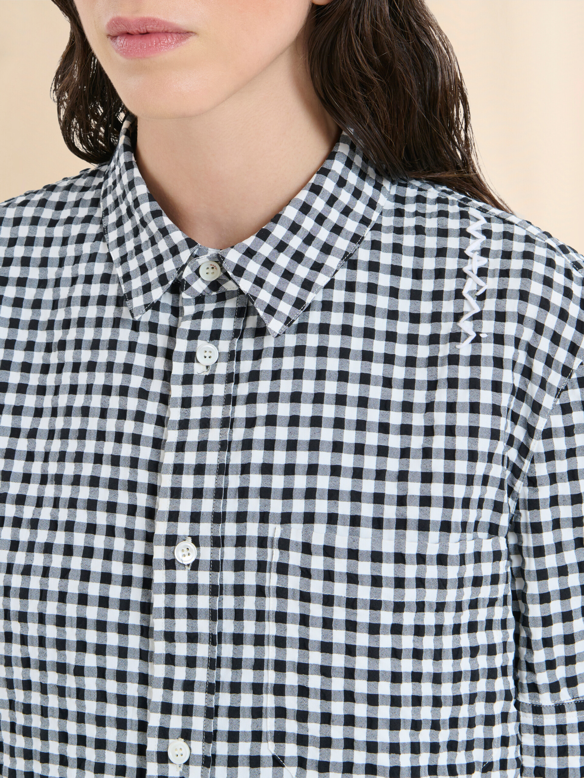 White and light blue seersucker checked shirt - Shirts - Image 4