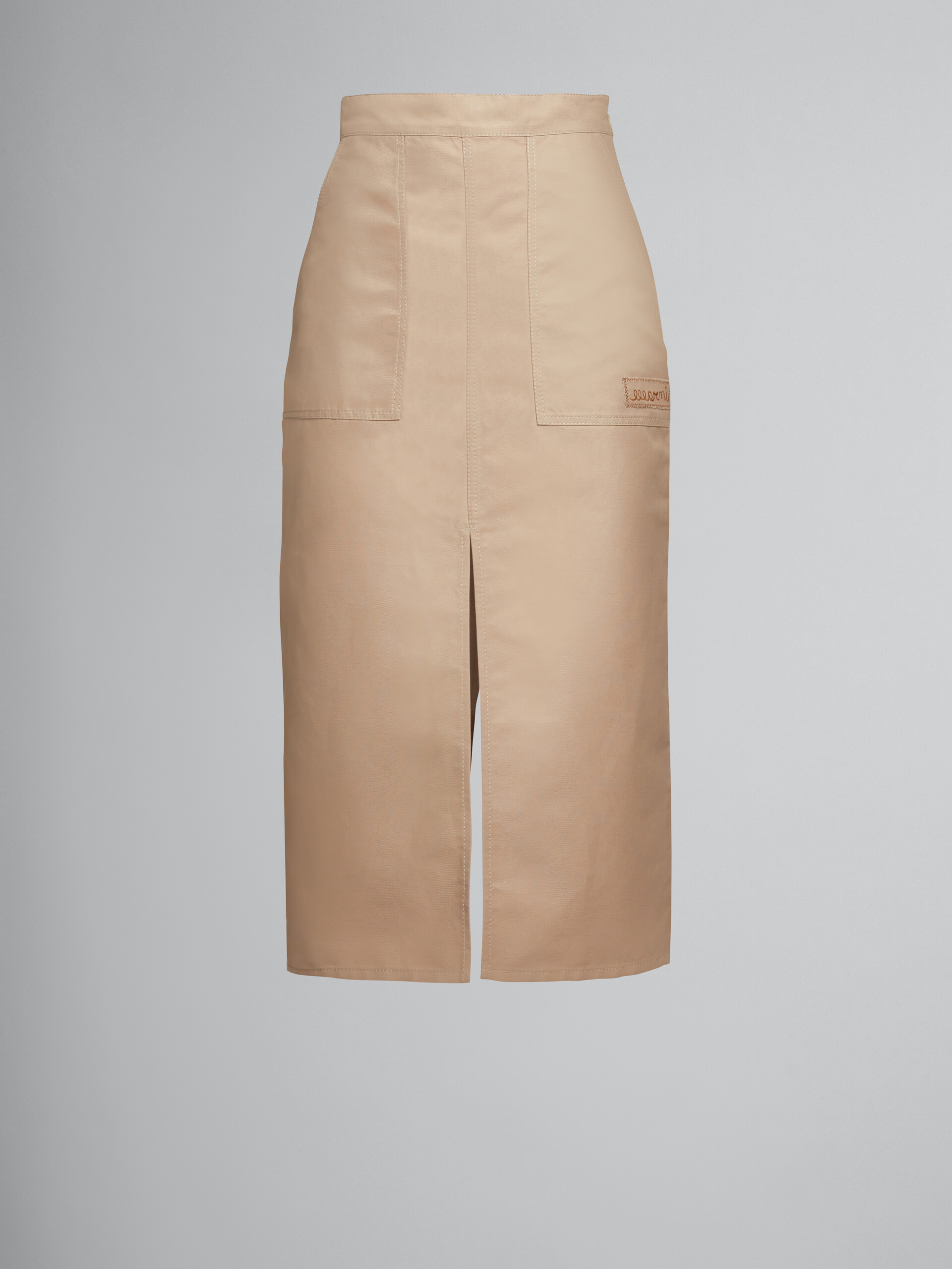Beige skirt in technical cotton-linen - Skirts - Image 1