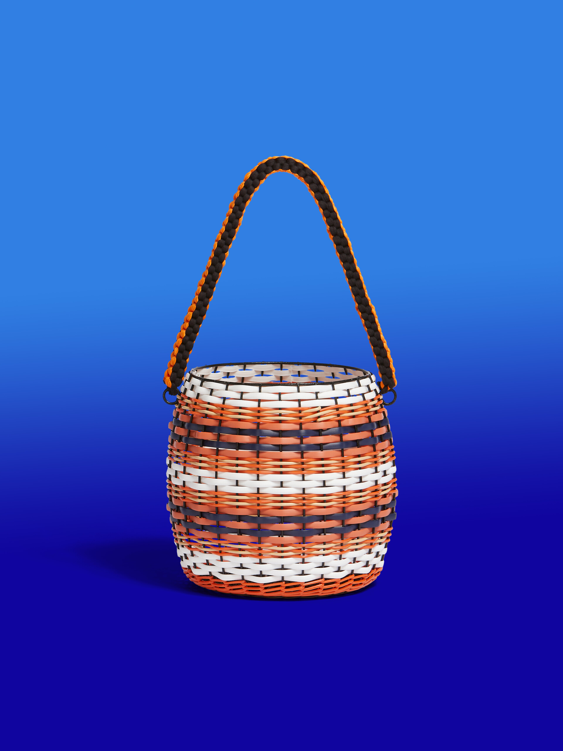 Orange and white MARNI MARKET woven cable basket - Accessories - Image 1