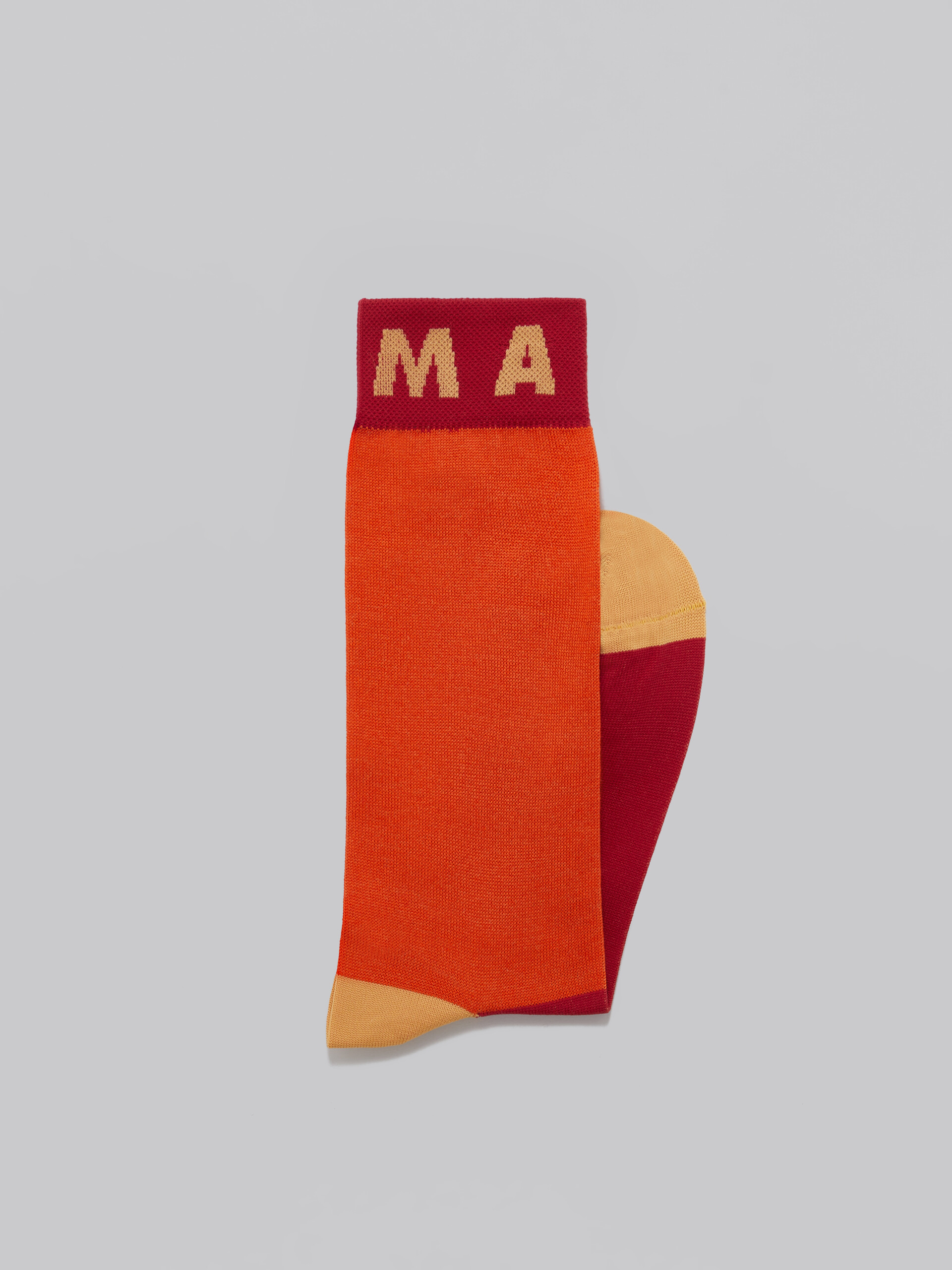 Orange cotton color-block socks with logo cuffs - Socks - Image 2