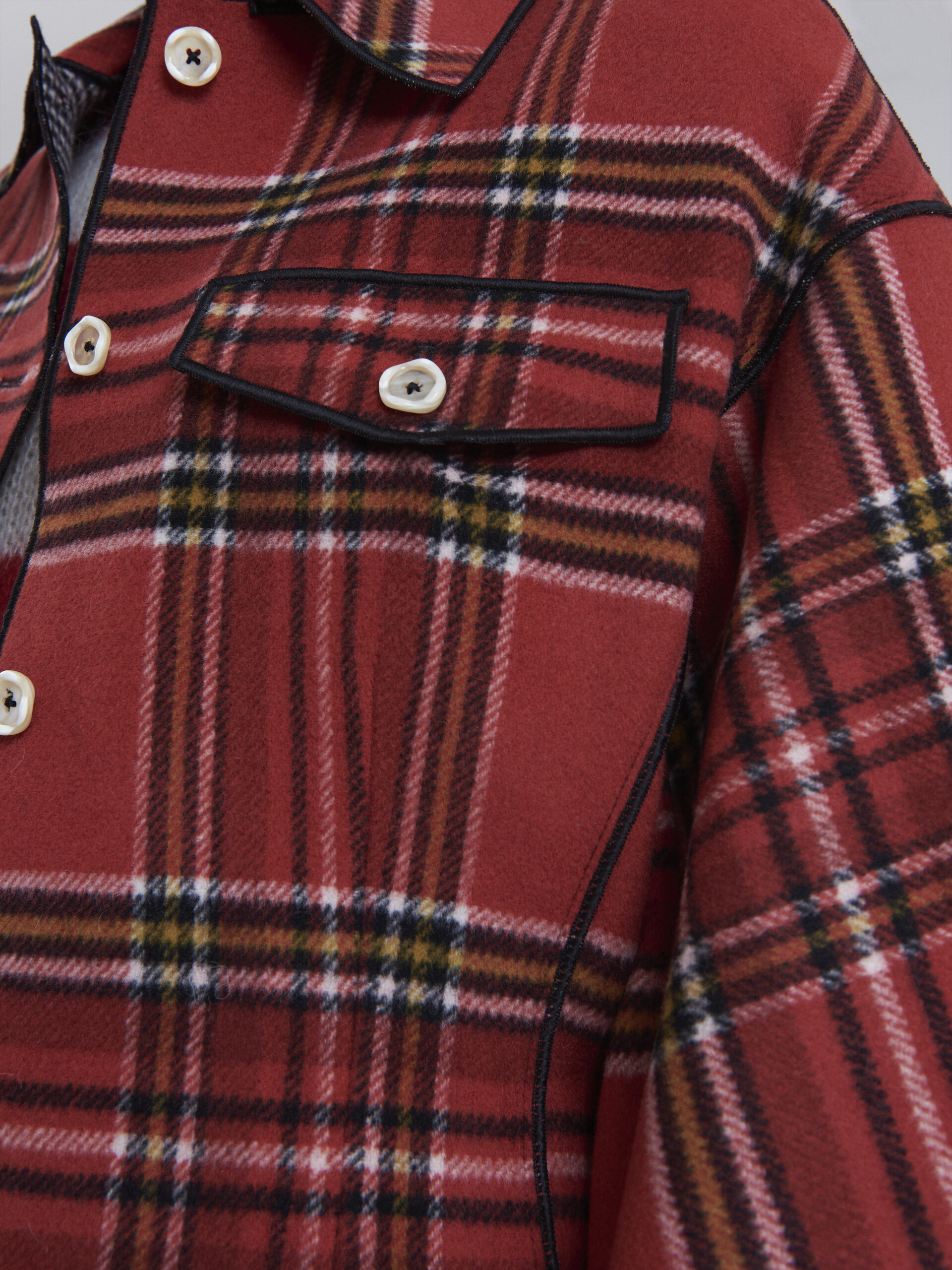 Cappotto in lana melton double face con interno e piping a contrasto - Giacche - Image 5