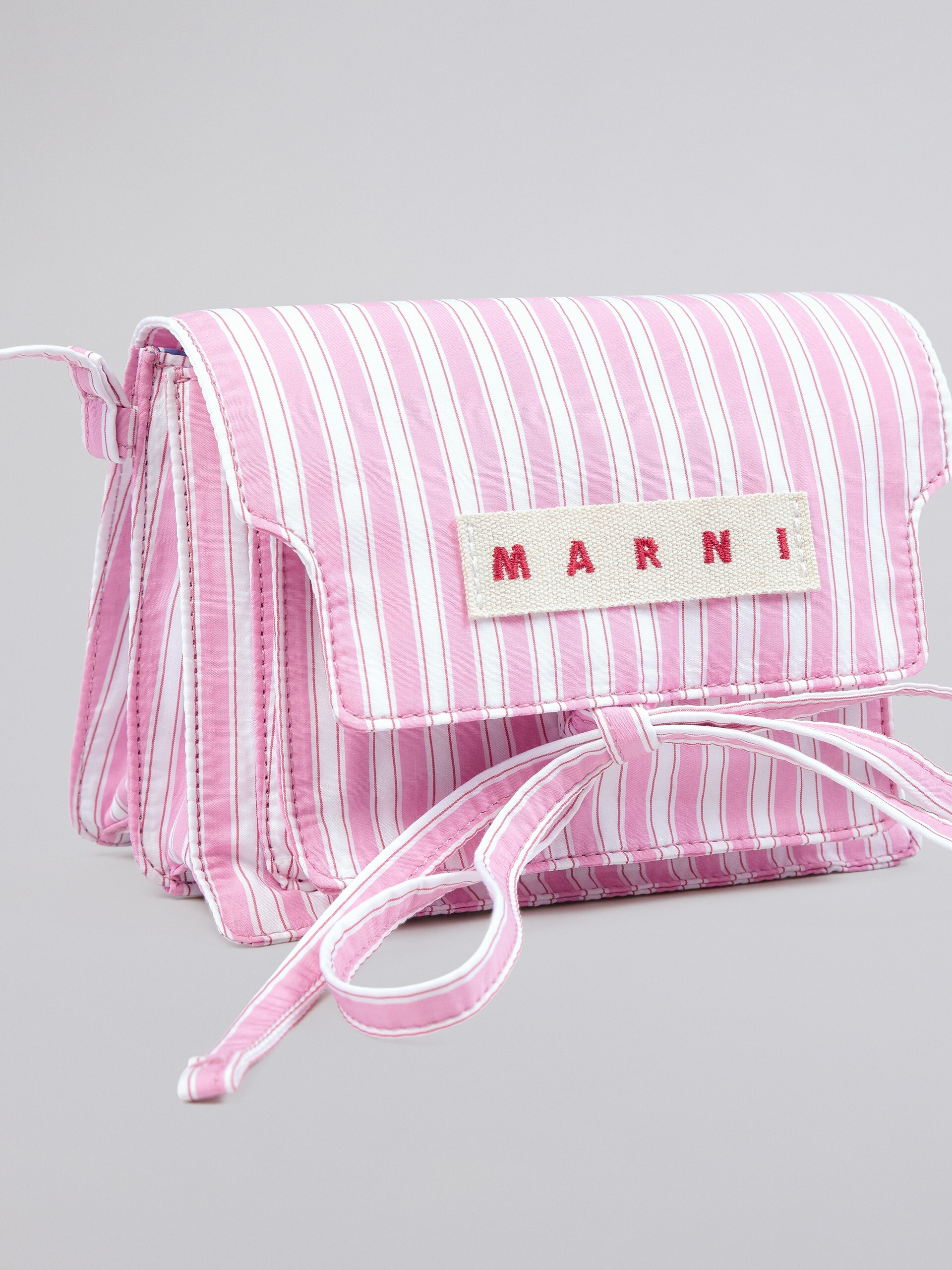 TRUNK SOFT mini bag in pink and white striped poplin - Shoulder Bags - Image 3