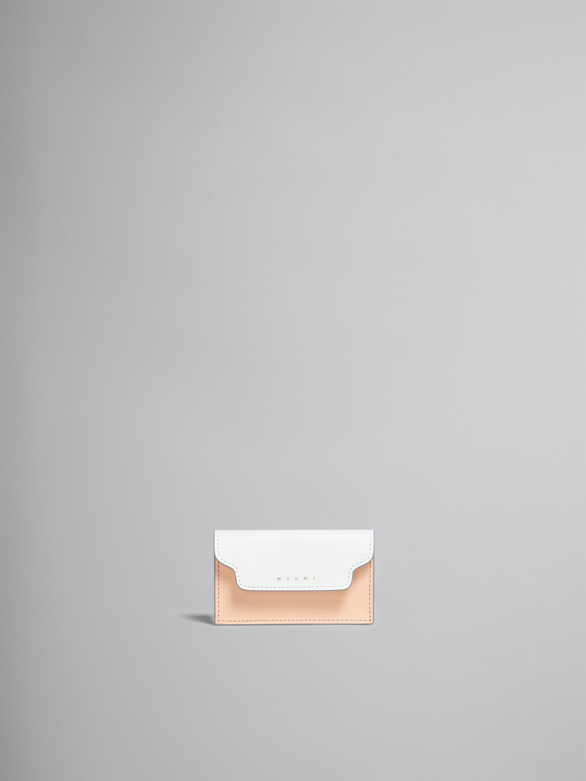 White pink and red saffiano leather business card case