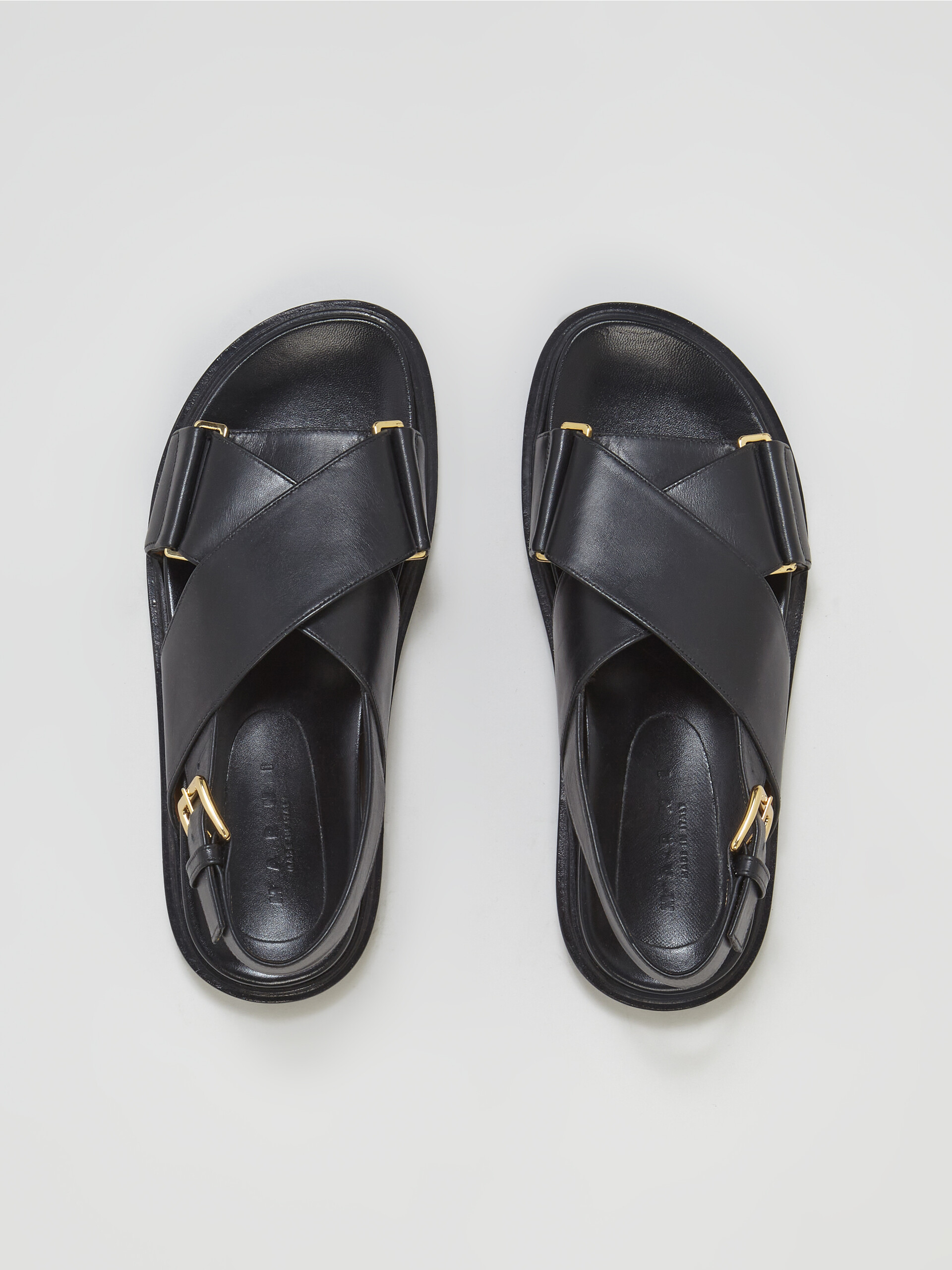 Black smooth calf leather fussbett - Sandals - Image 4