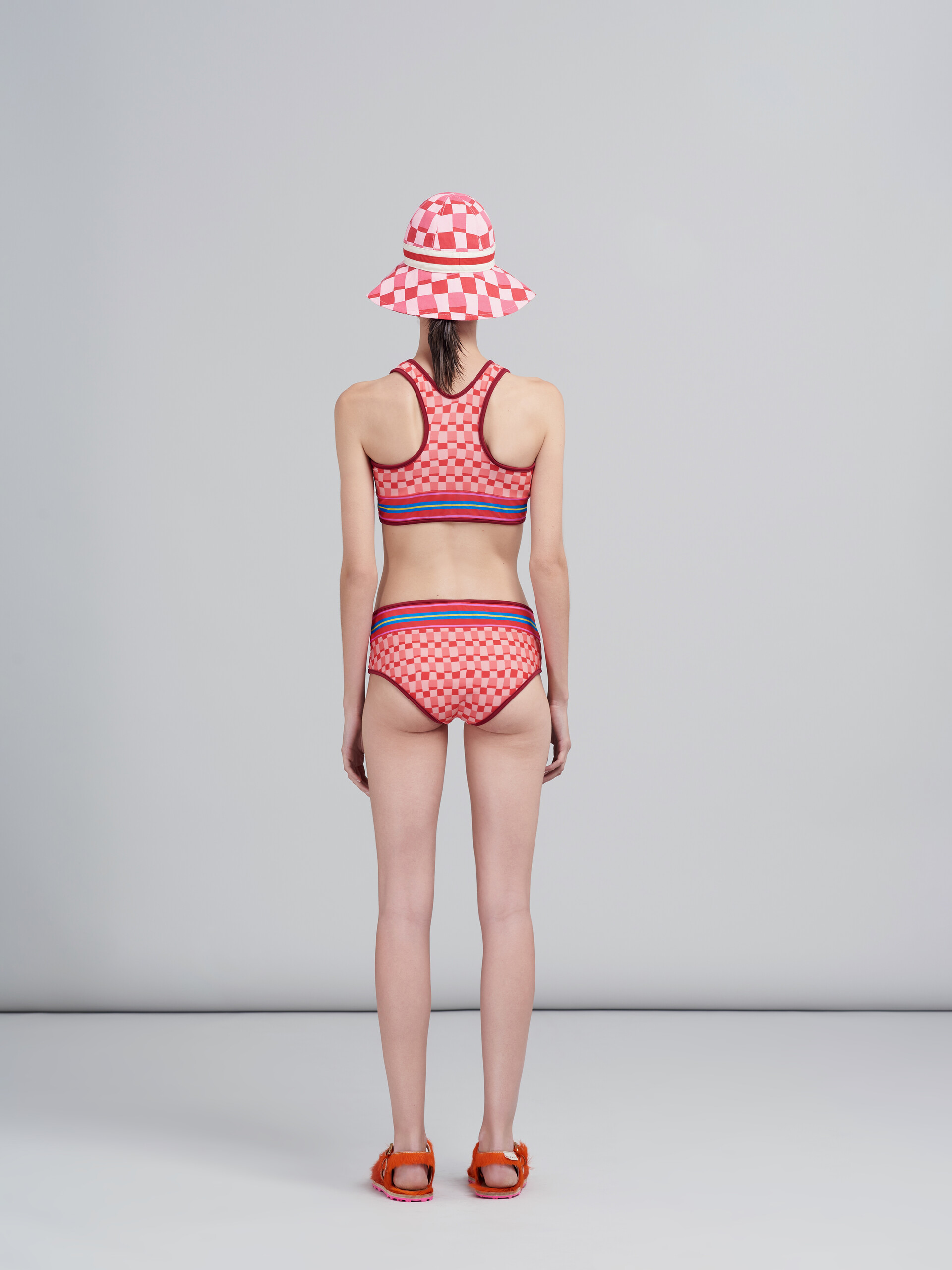 Pink Iconic Damier print stretch fabric bikini - Sw Swimsuit - Image 3