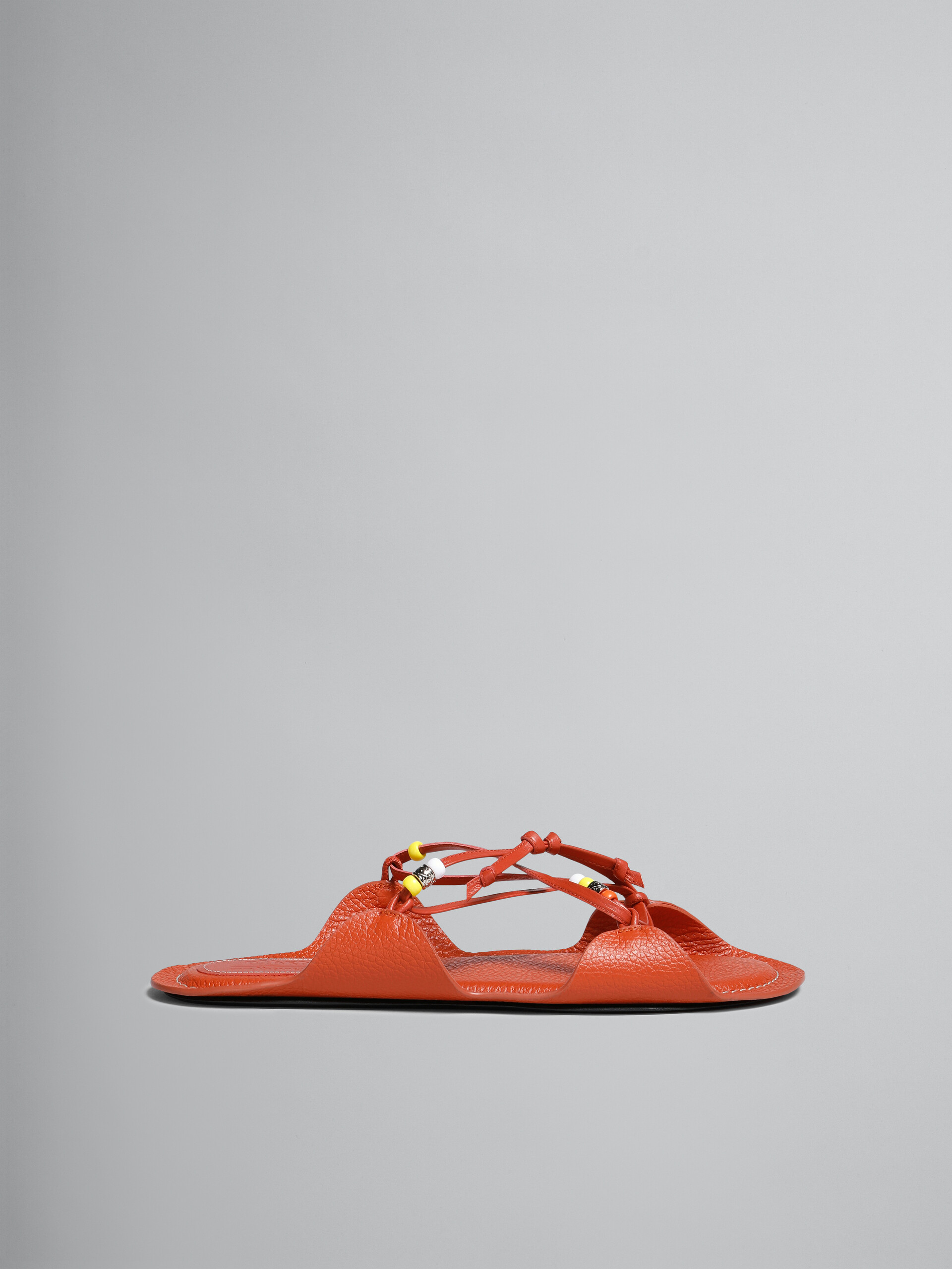 Marni x No Vacancy Inn - Brick red leather sandals with beads - Sandals - Image 1