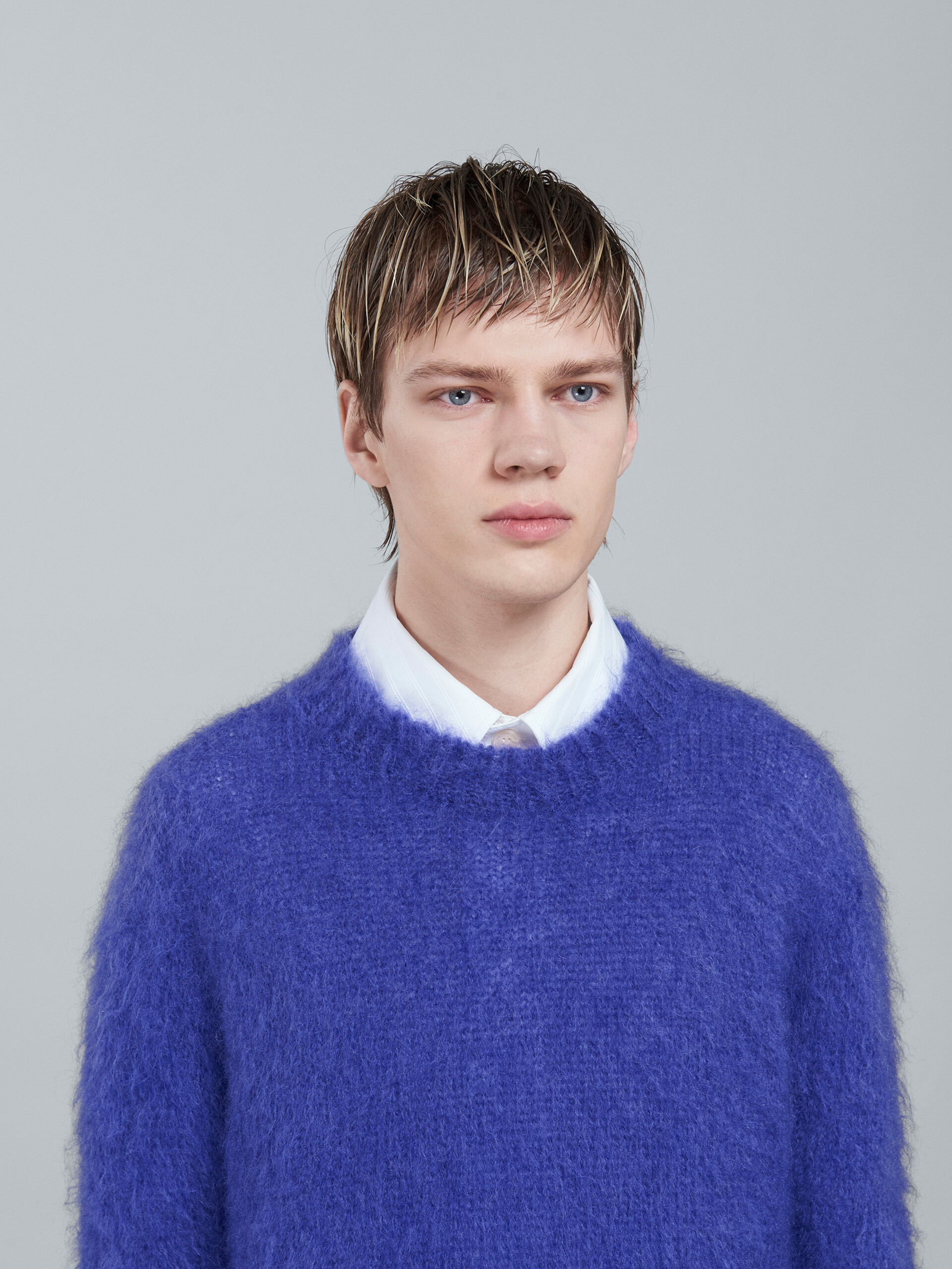 모헤어 및 울 크루넥 크롭 스웨터 - Pullovers - Image 4