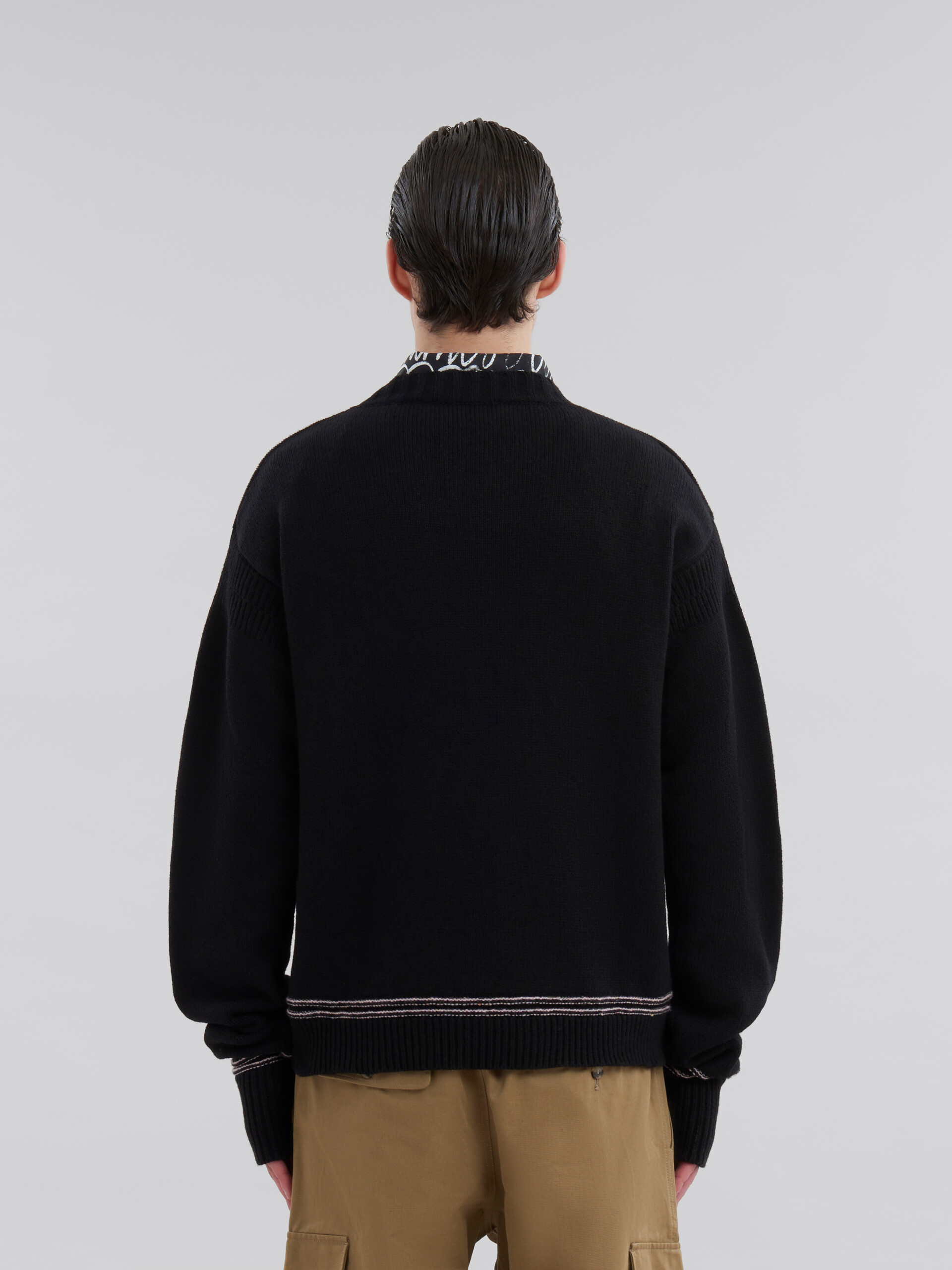 Black wool jumper with maxi Marni intarsia | Marni
