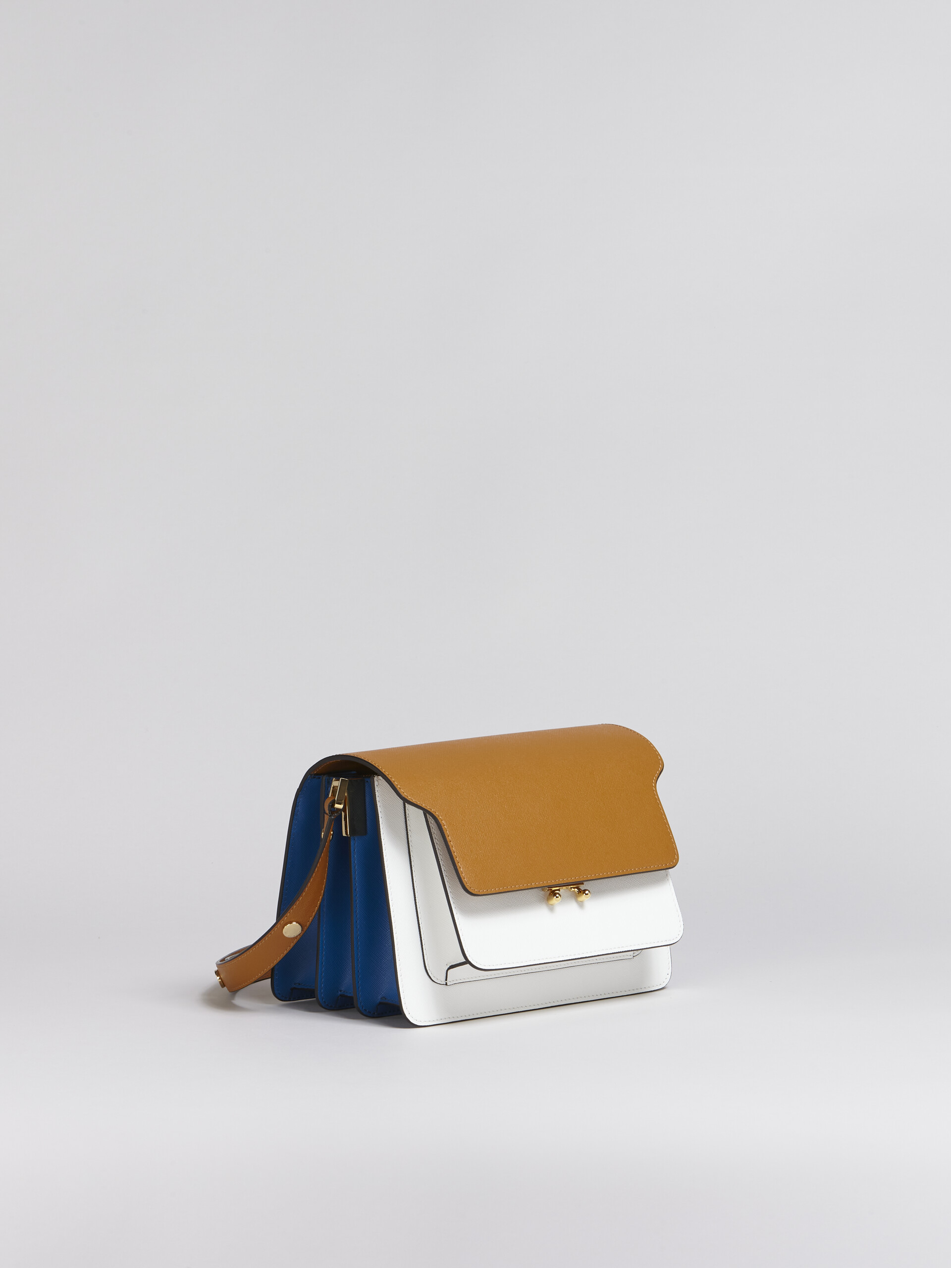 TRUNK medium bag in brown white and blue saffiano leather - Shoulder Bags - Image 5