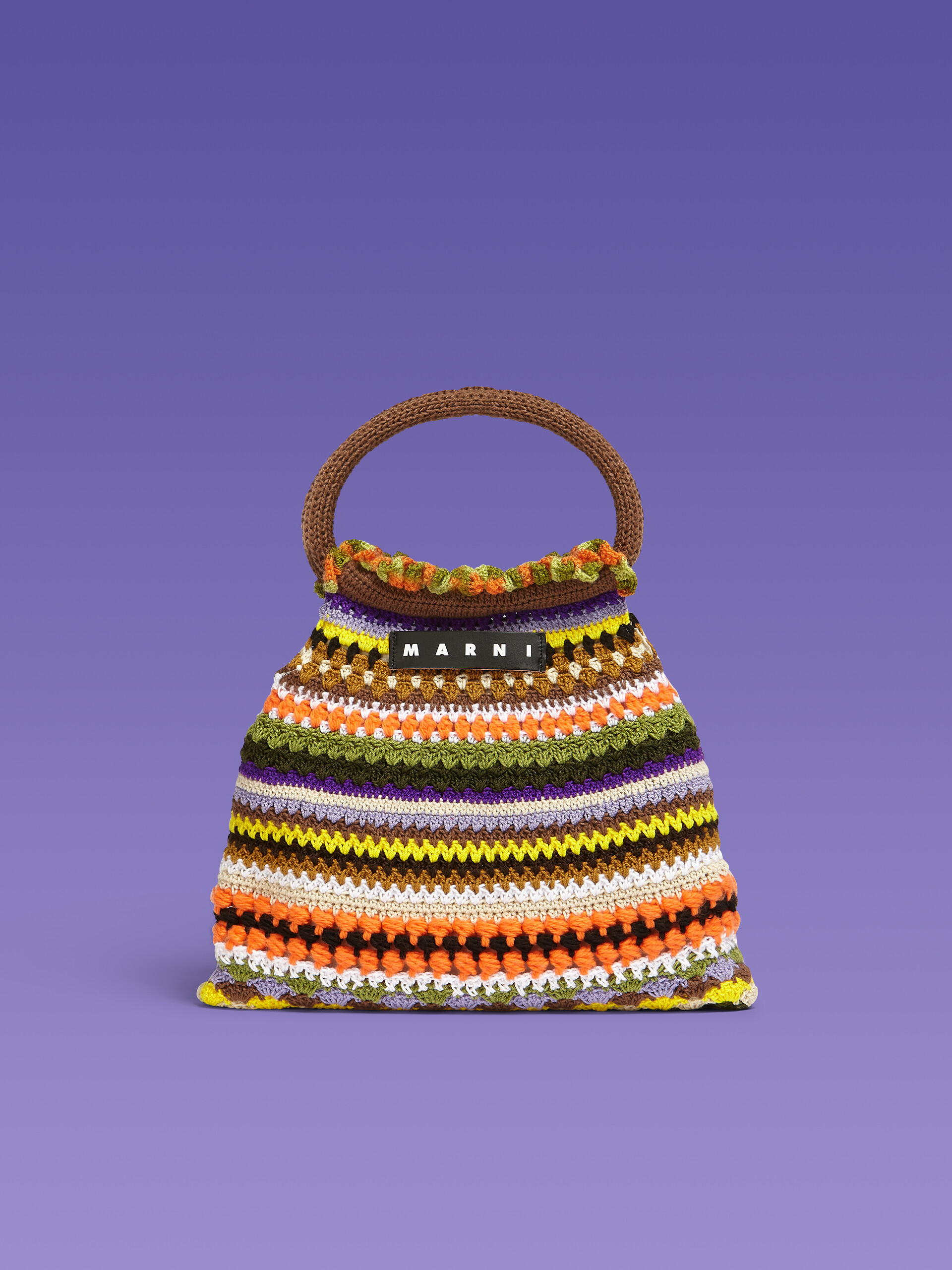MARNI MARKET GRANNY bag in brown crochet - Bags - Image 1