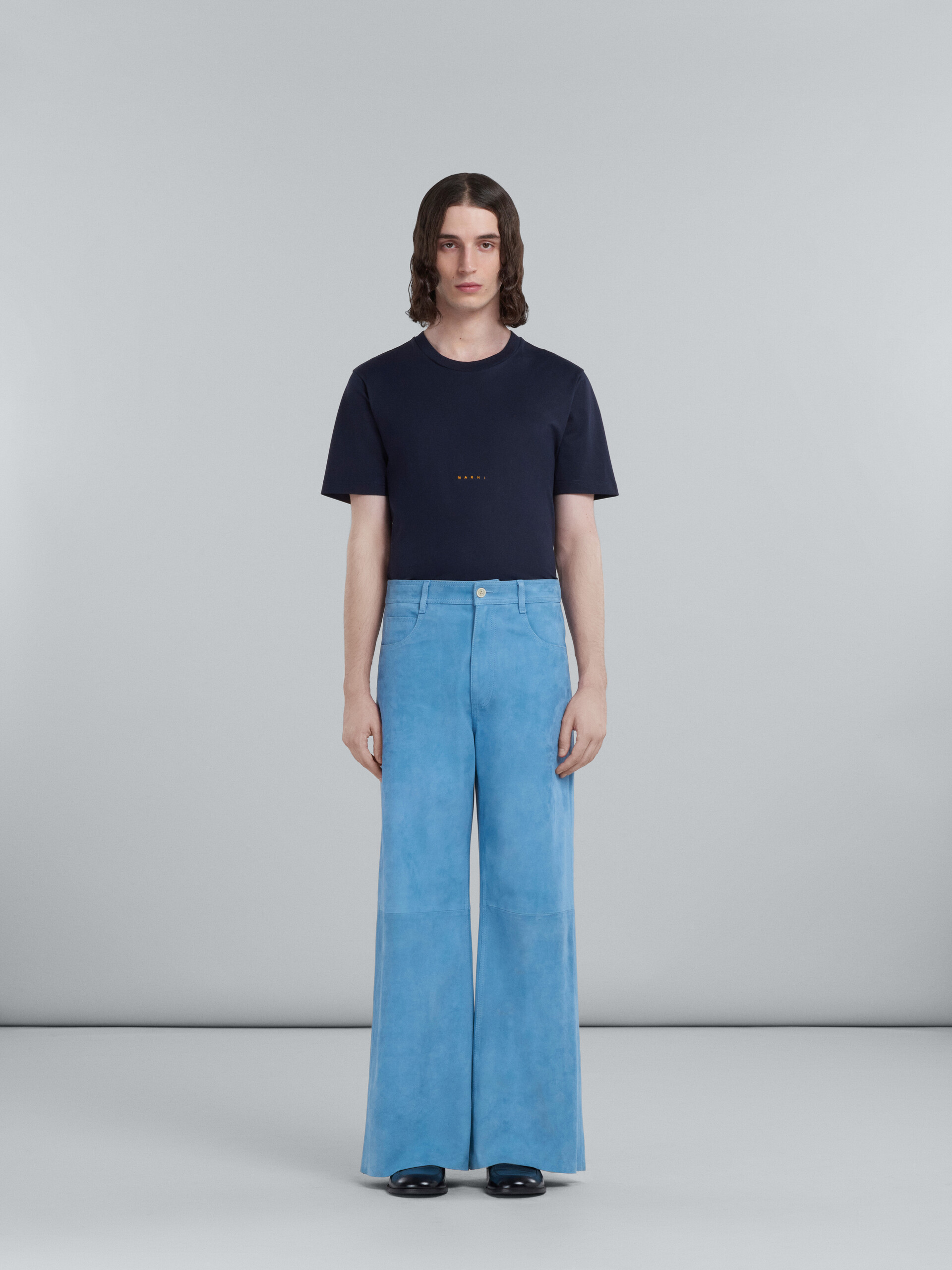 Light blue suede trousers - Pants - Image 2
