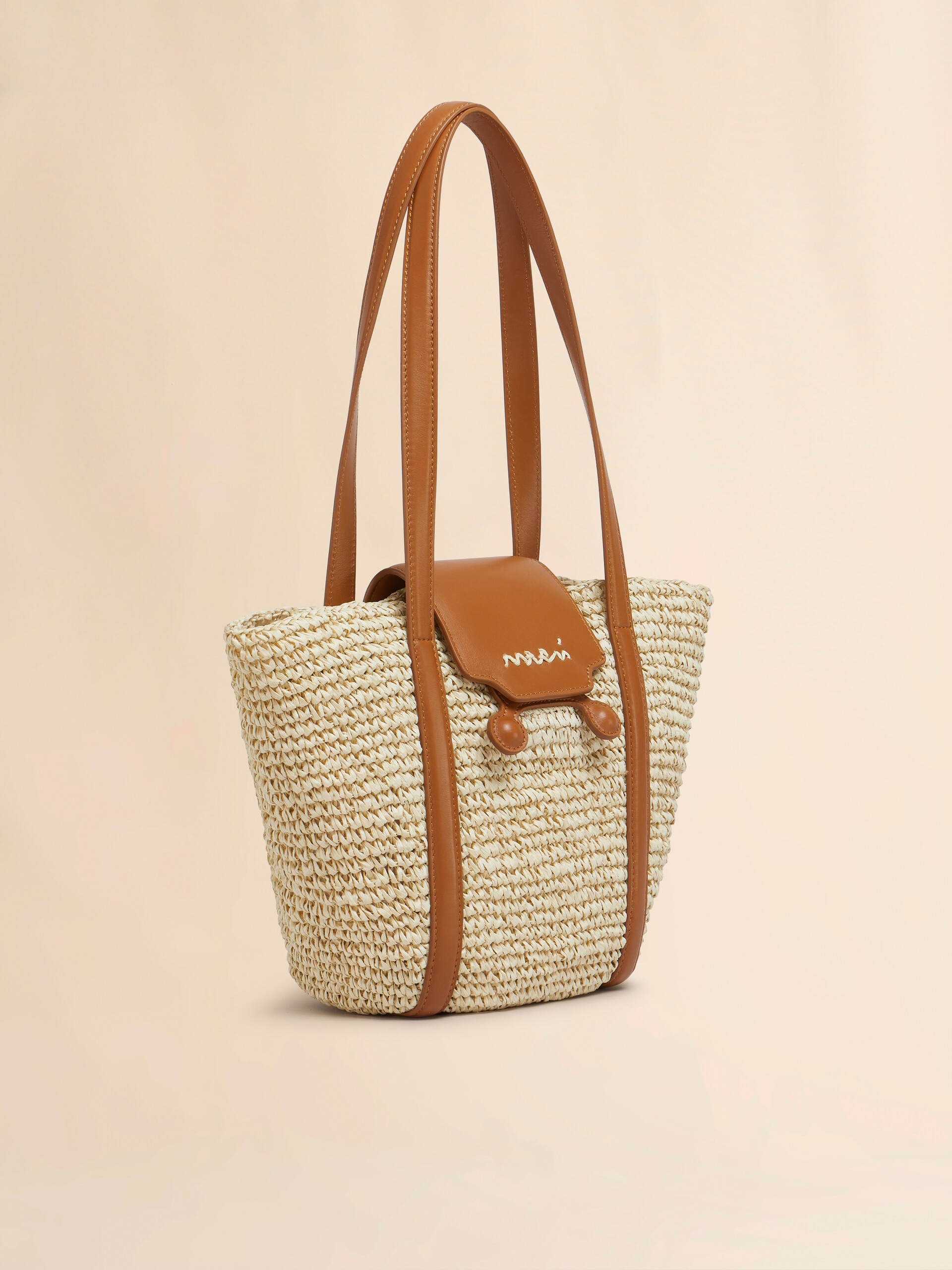 Tote bag da spiaggia Trunkaroo piccola in tessuto effetto rafia nera - Borse shopping - Image 6