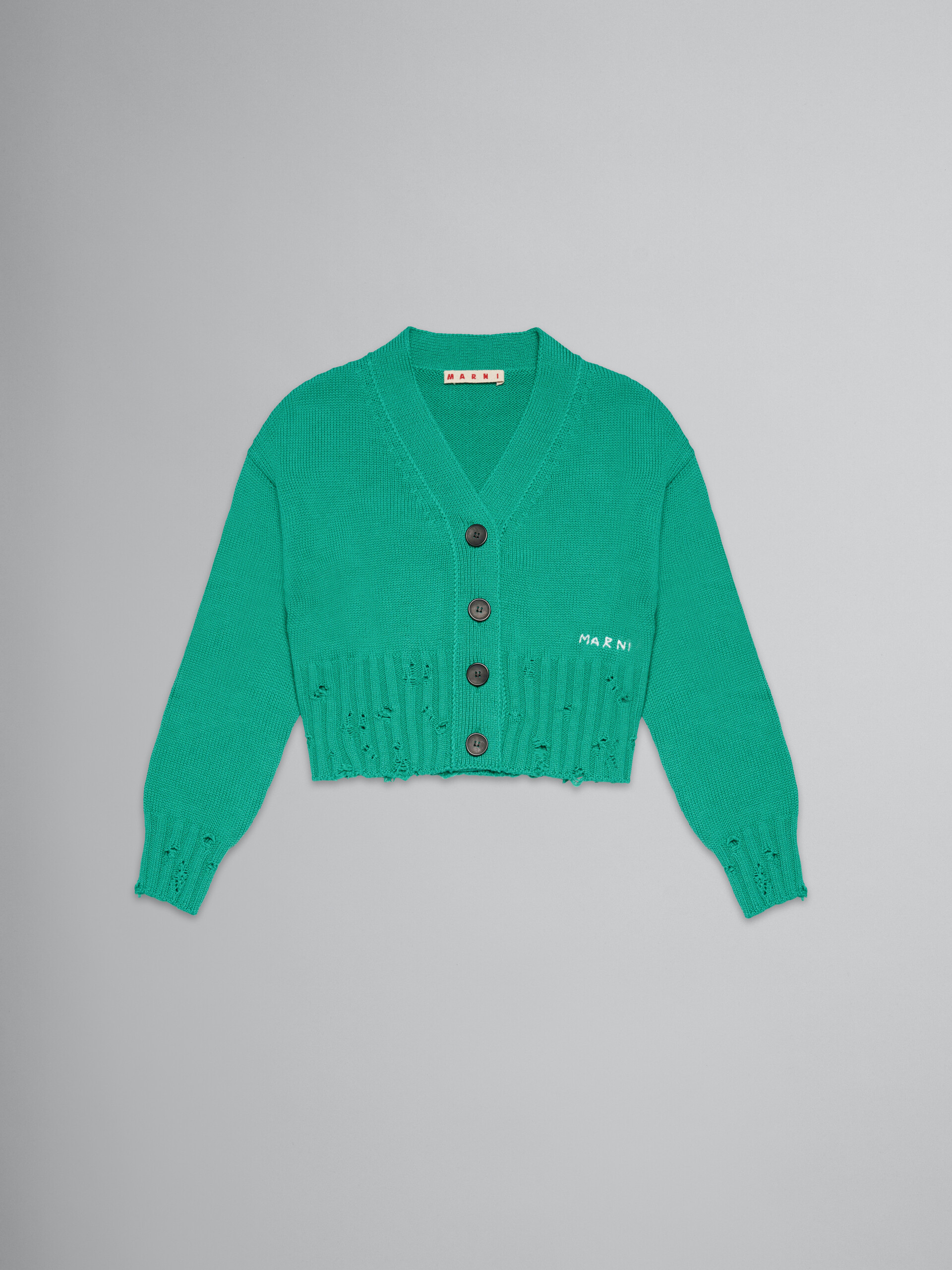 Green cotton cardigan - Knitwear - Image 1