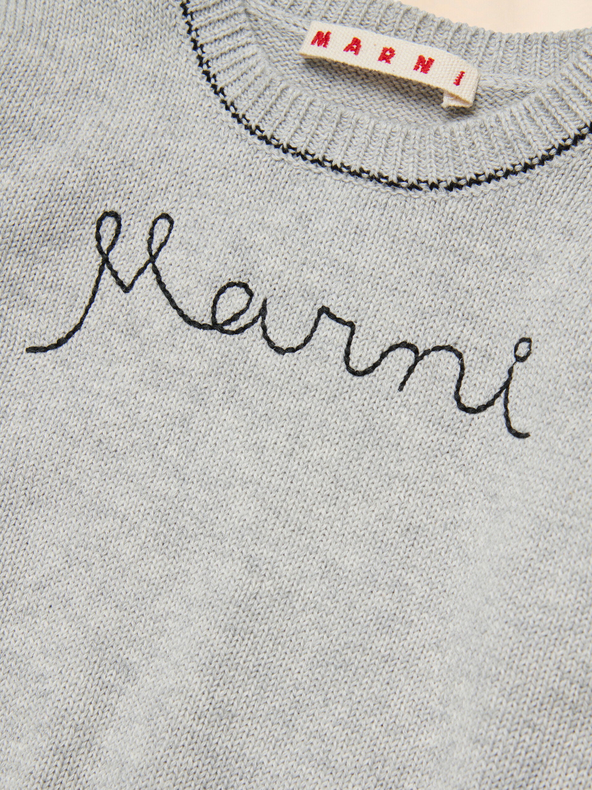 Gray cotton sweater with embroidered logo - Knitwear - Image 4