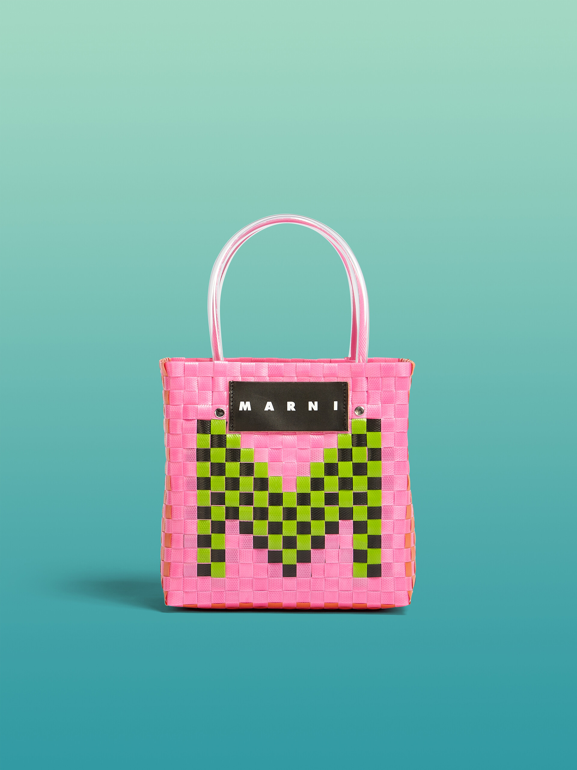 MARNI MARKET mini bag in polypropylene with pink M logo - Bags - Image 1