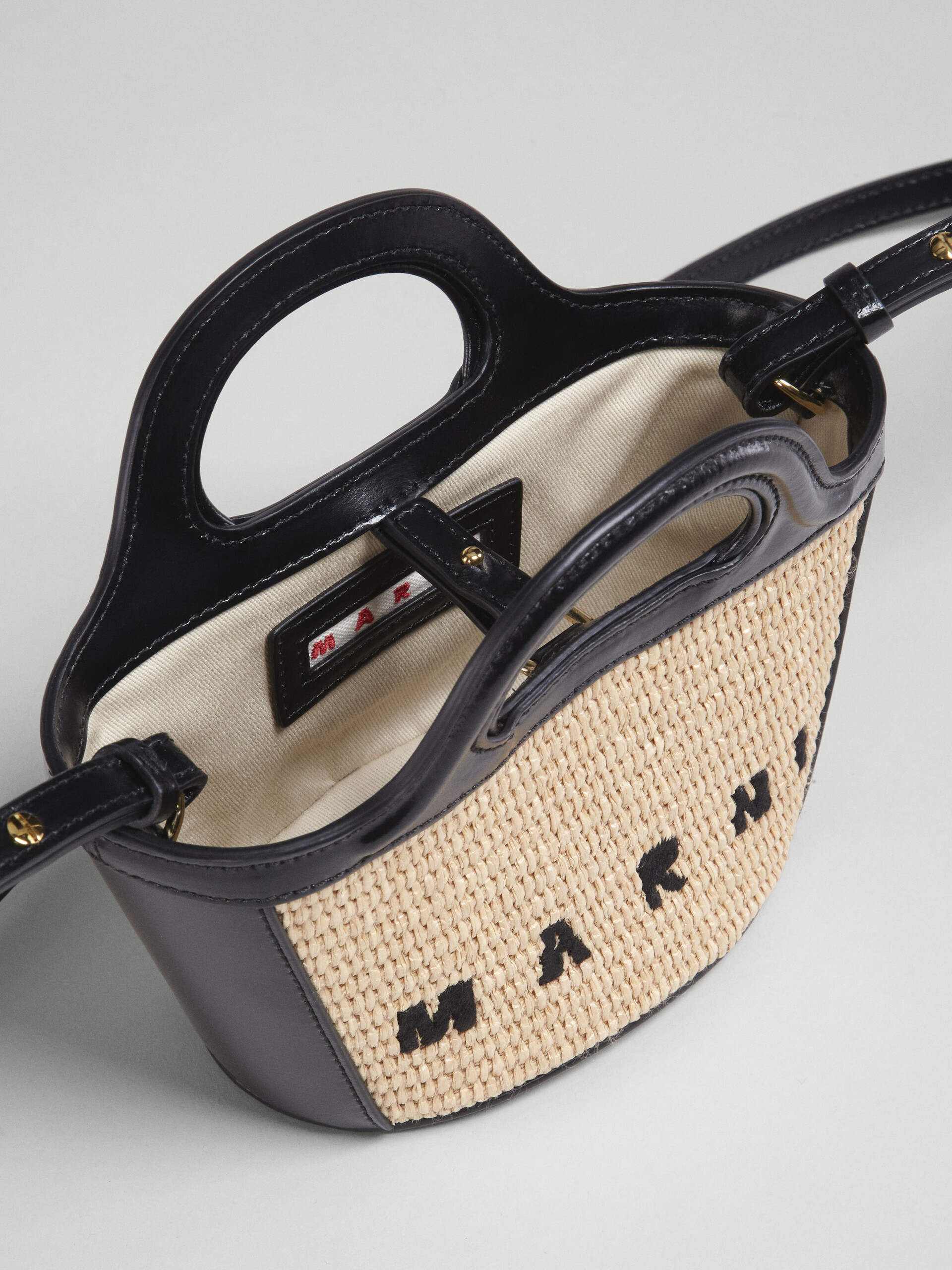 Black leather and raffia micro TROPICALIA SUMMER bag - Handbag - Image 5