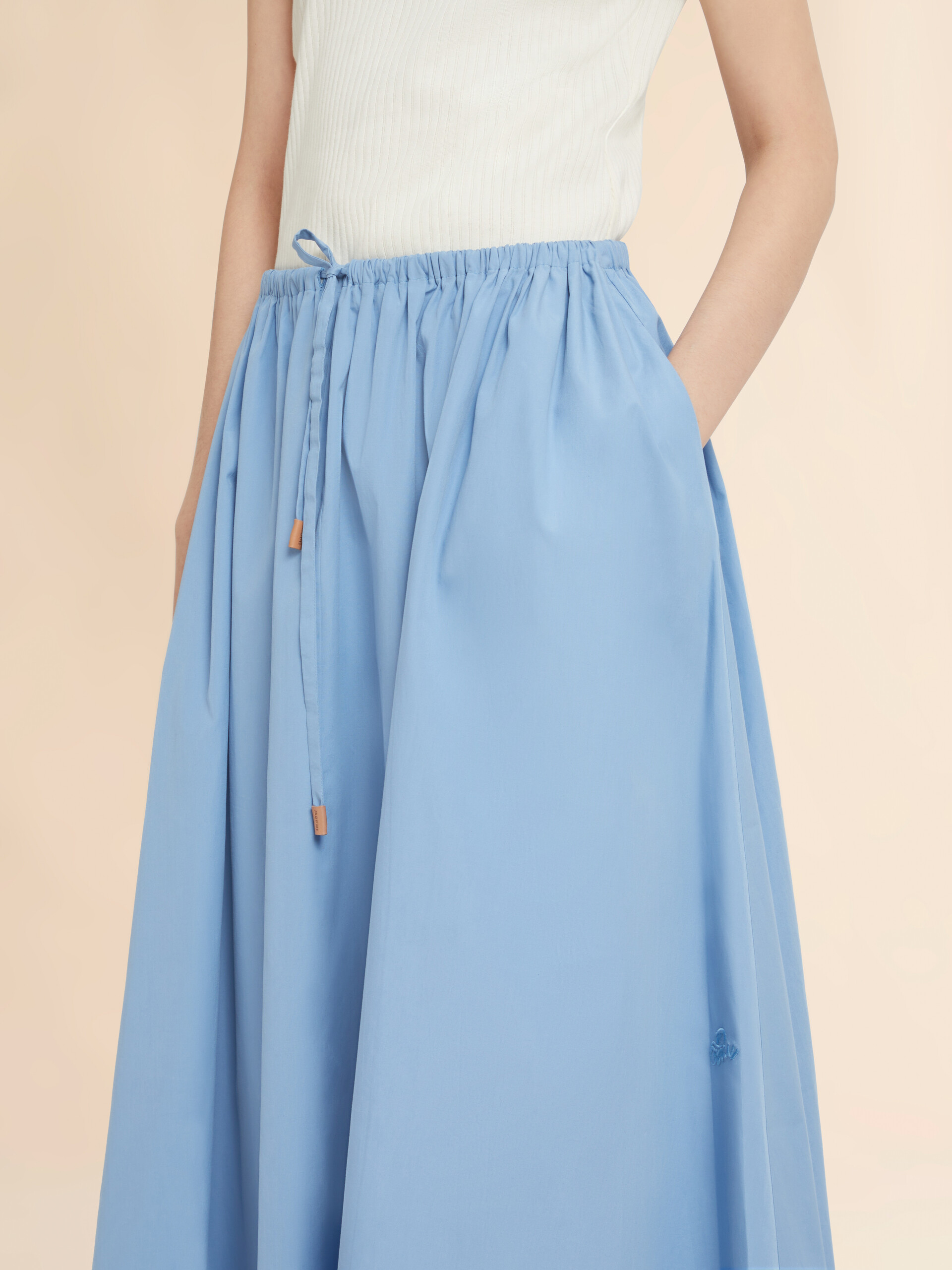 Blue organic poplin drawstring skirt - Skirts - Image 4