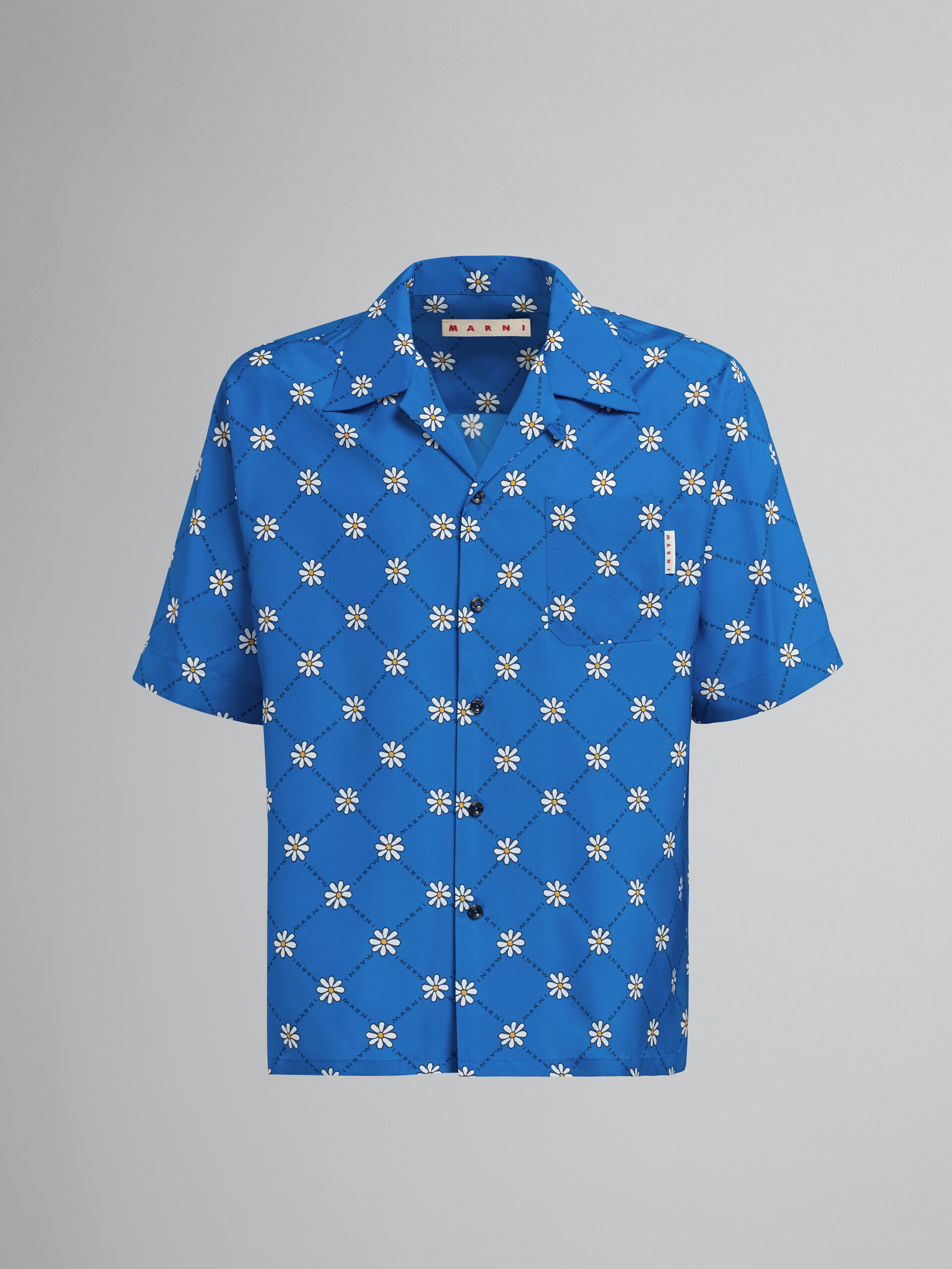Marnigram print blue viscose toile bowling shirt - Shirts - Image 1