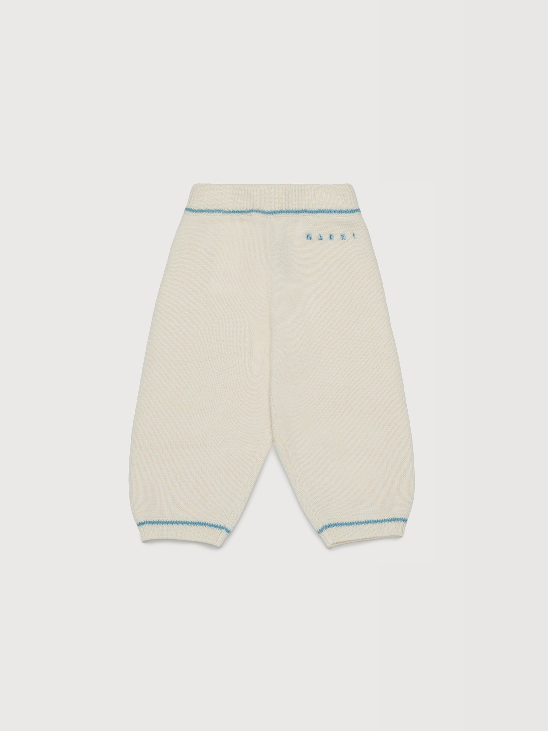 Beige cashmere blend trousers with embroidered Marni logo - Pants - Image 1