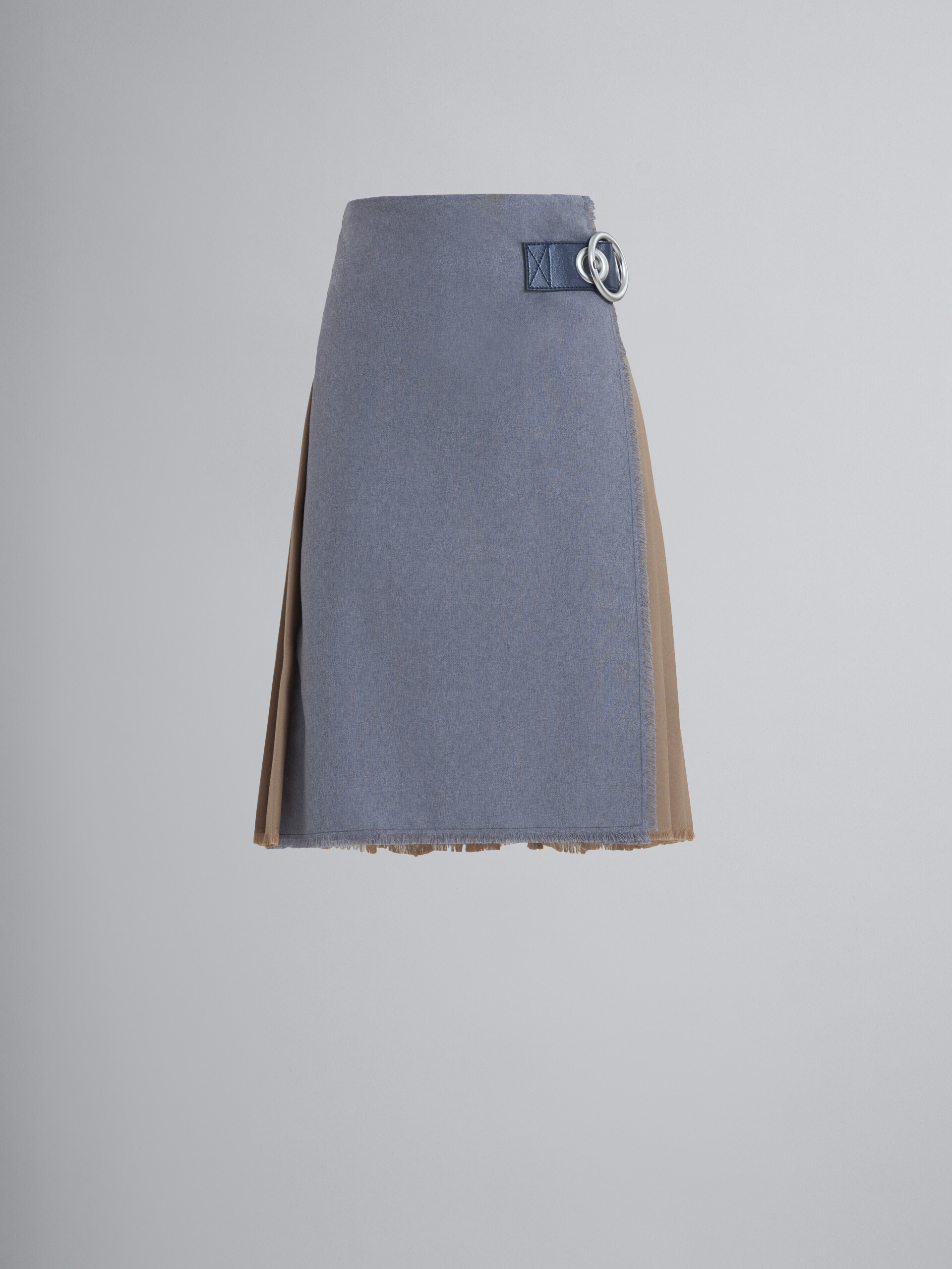 Kilt in lana vergine con pieghe posteriori - Gonne - Image 1
