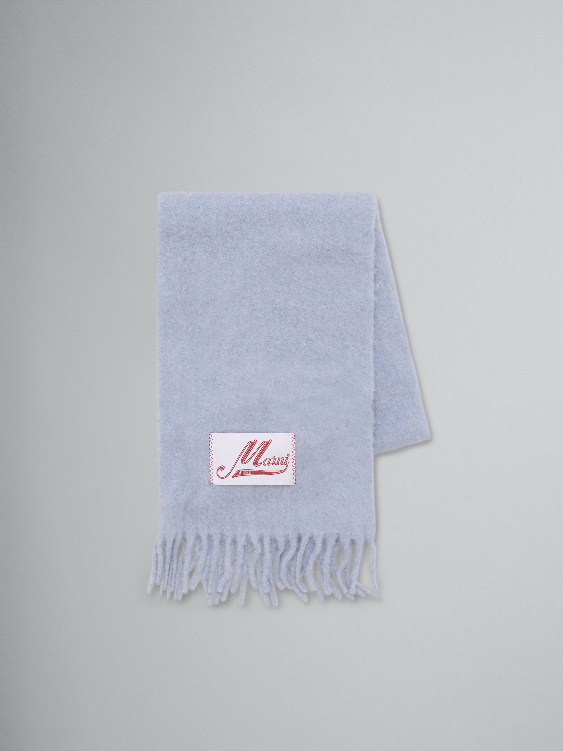 Blue brushed alpaca scarf - Scarves - Image 1